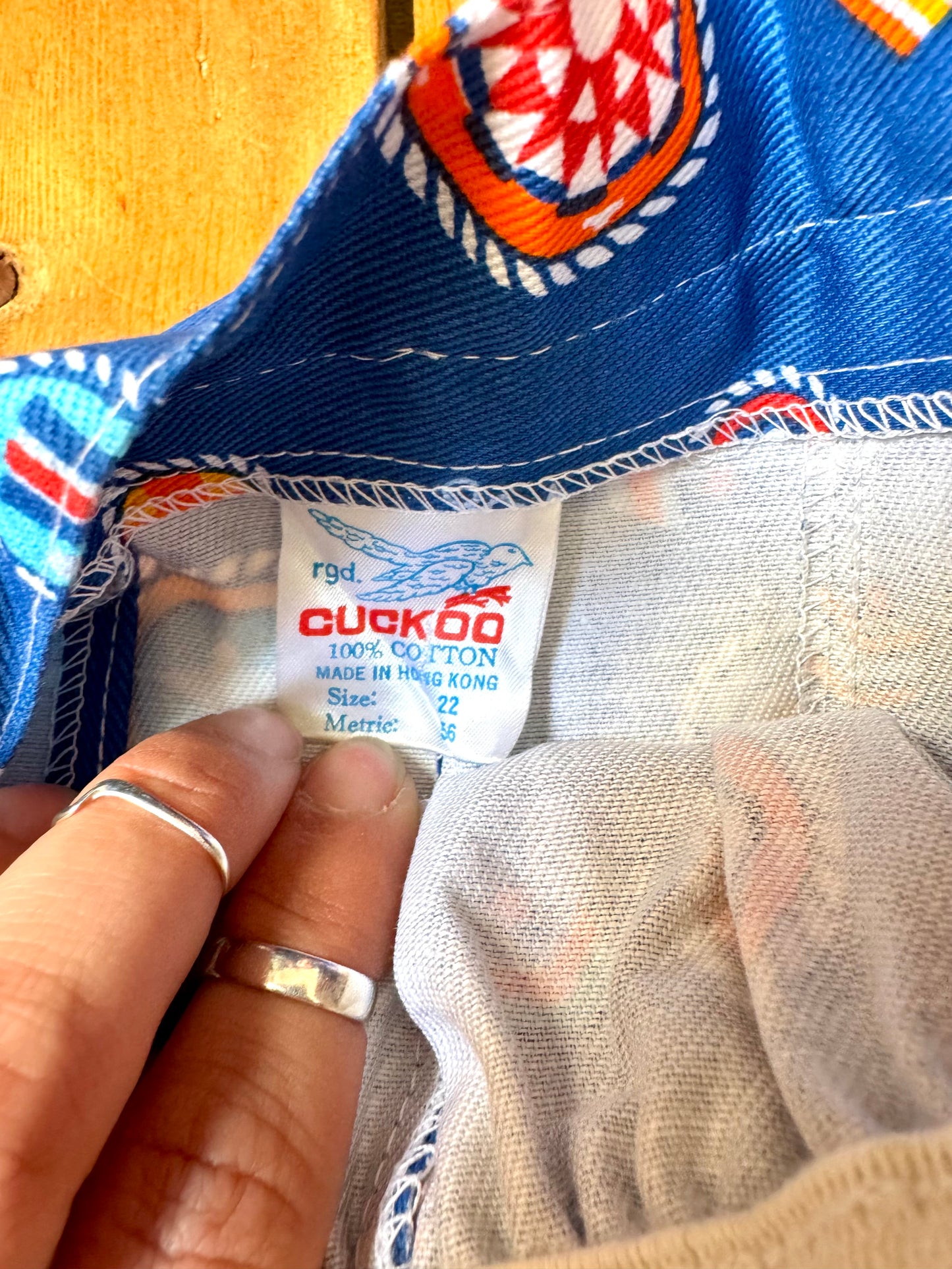 Vintage 70s Cuckoo Blue Nautical Print Trousers | 3 Years