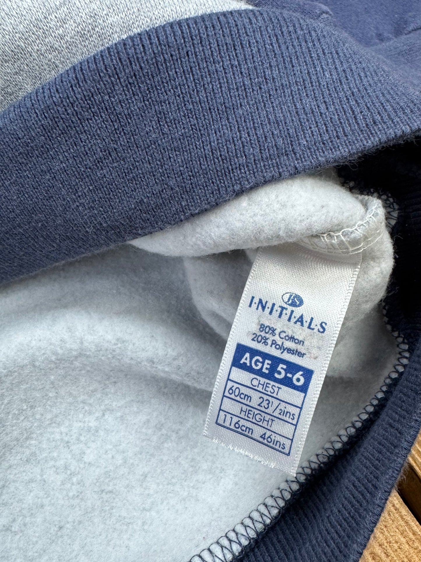 Vintage Y2K Initials Nautical Grey Sweatshirt | 5-6 Years