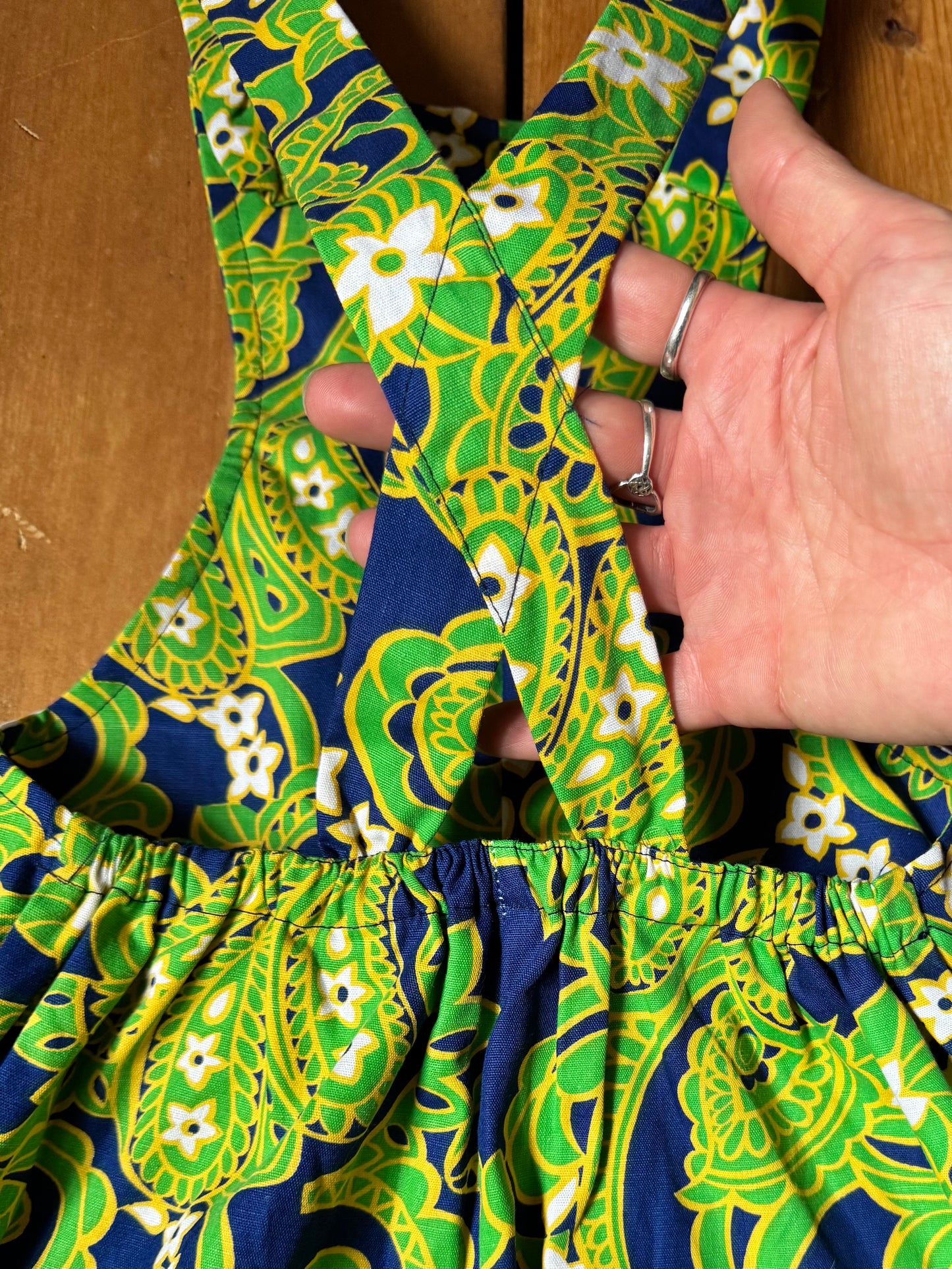 Vintage 70s Cuckoo Green Floral Romper | 5 Years