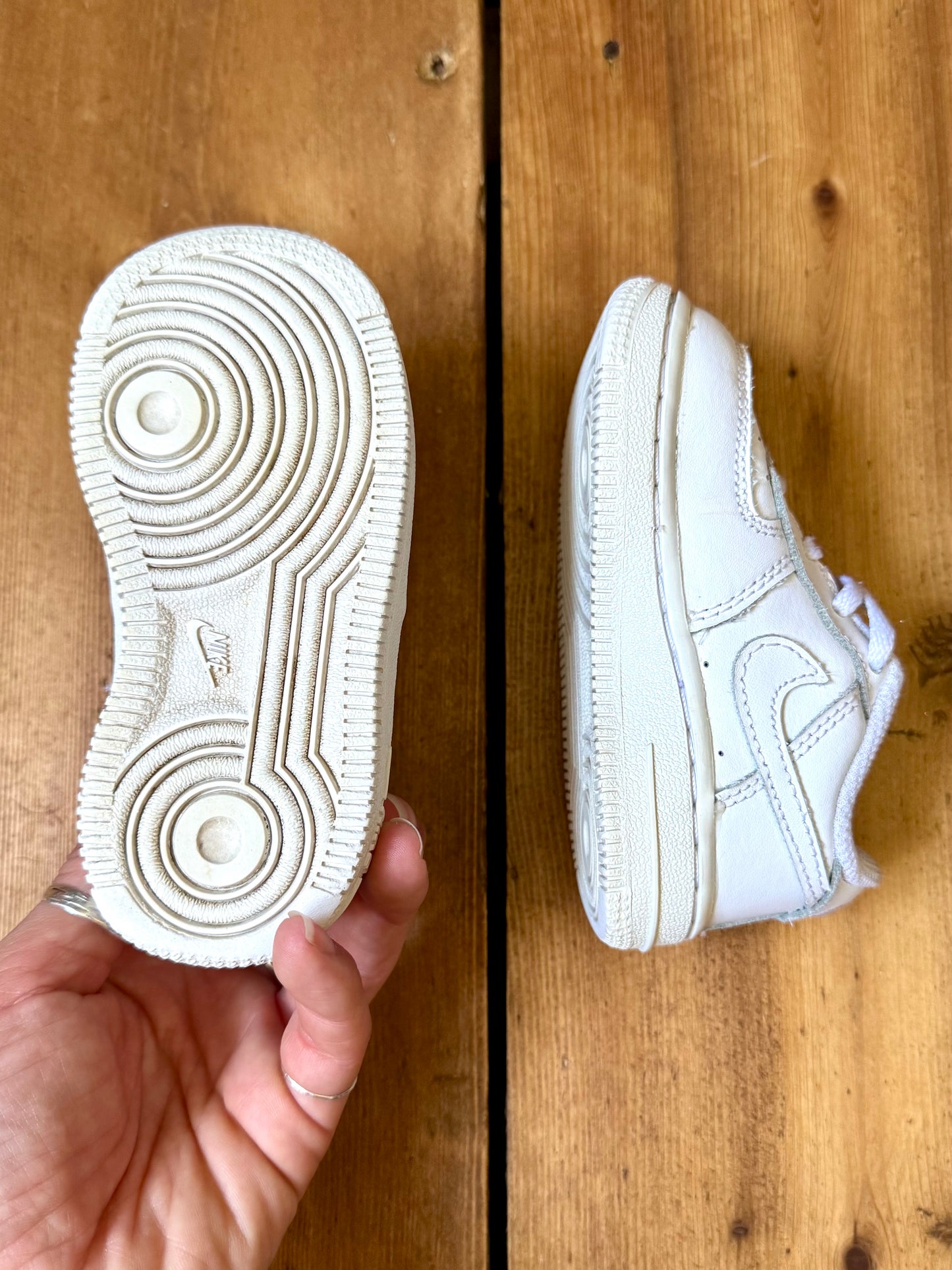 Nike white air force 1 infant trainers. Size UK 5.5. Handpicked for Bee Tiny kids vintage.