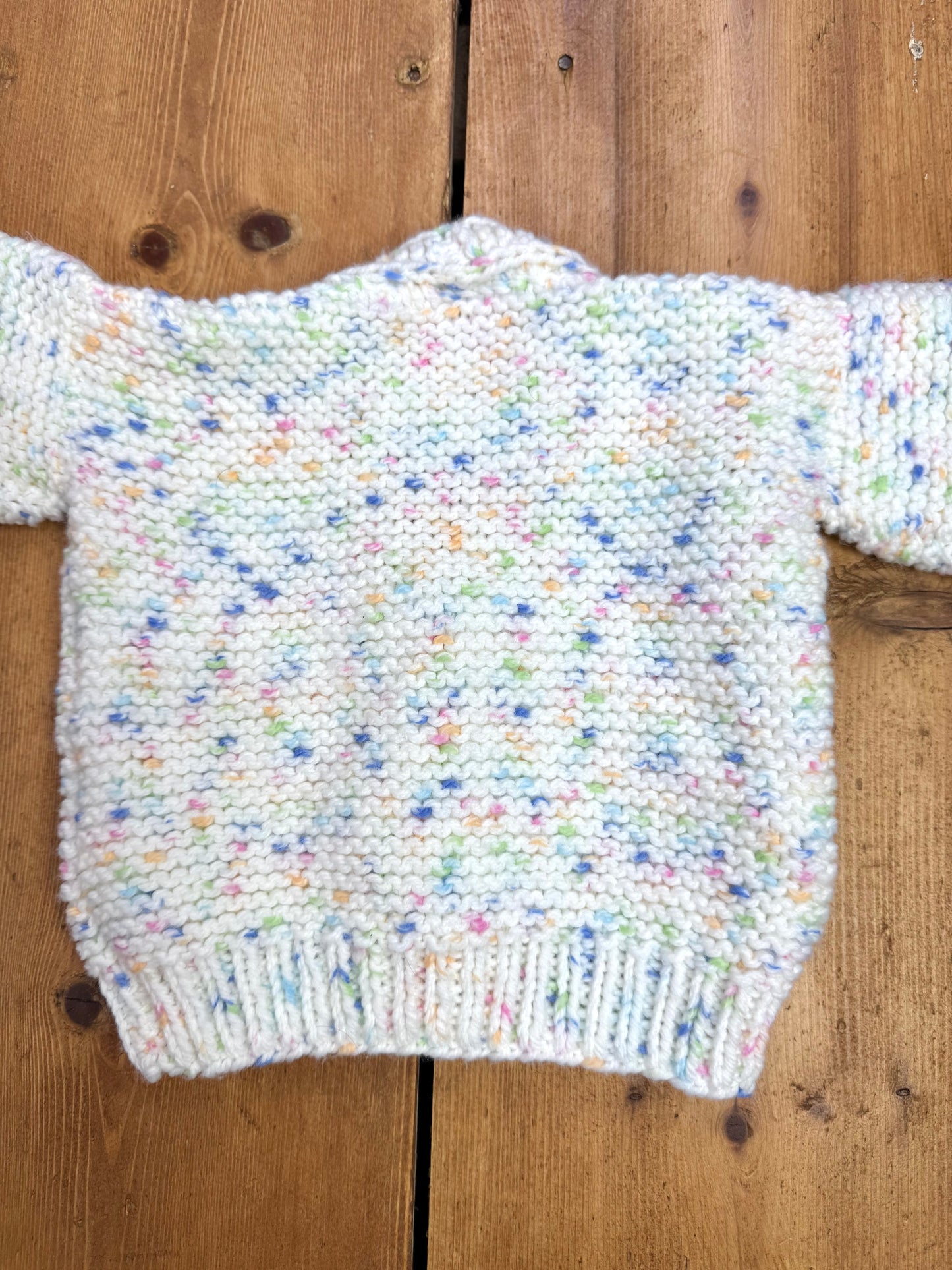 Vintage Handknit Confetti Baby Cardigan | 0-3 Months