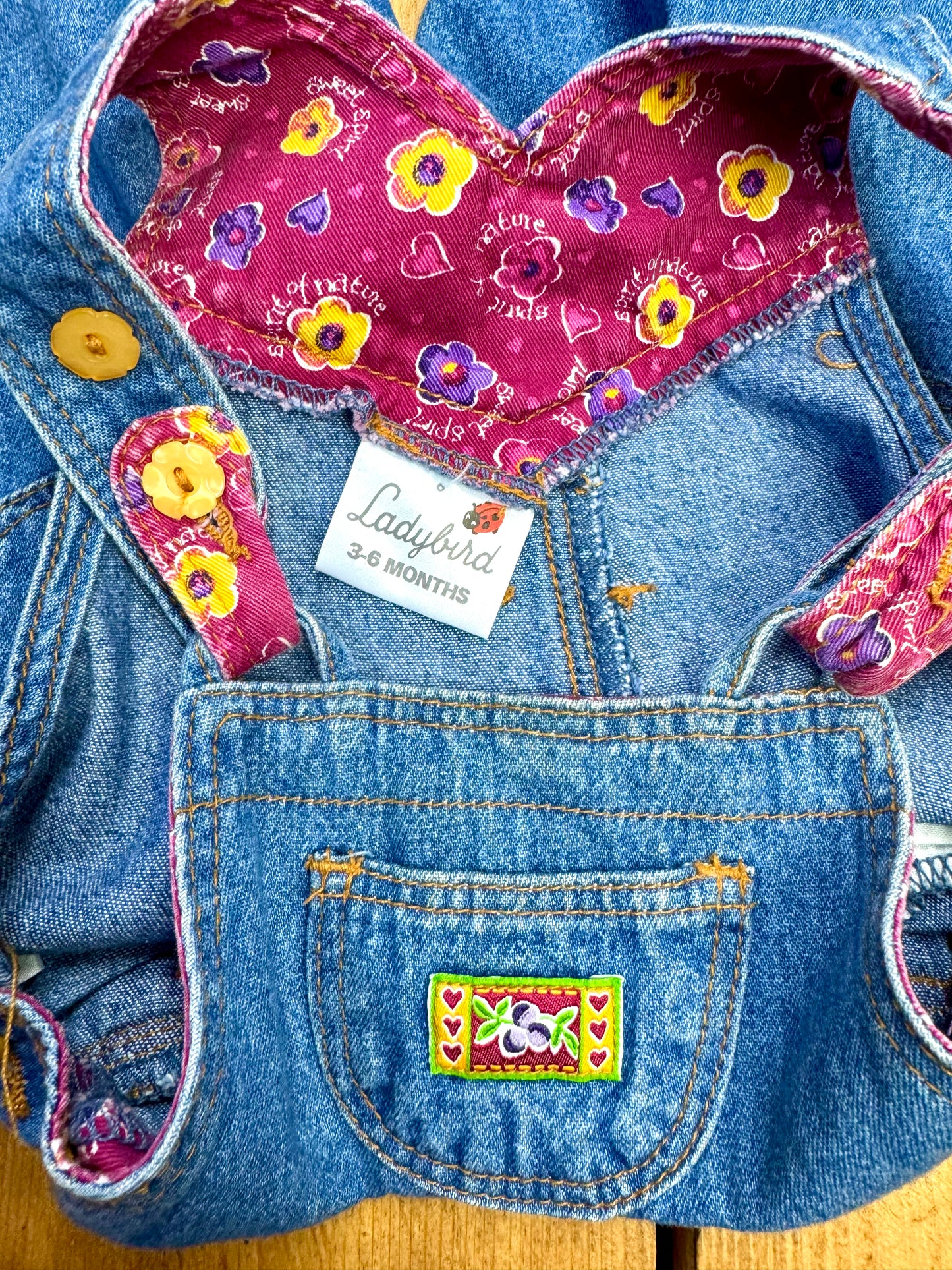 Vintage 90s Ladybird Denim Dungarees | 3-6 Months
