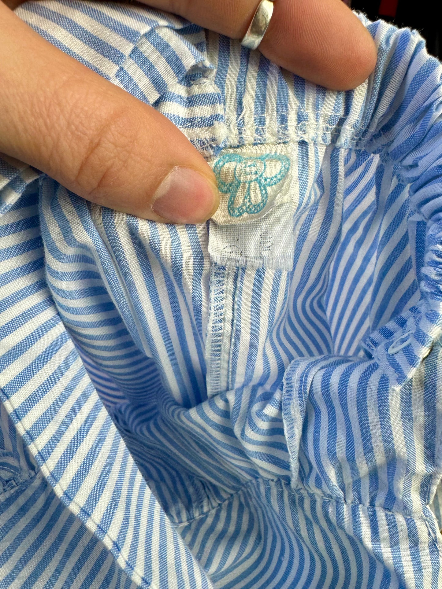 Vintage Blue Stripe Bubble Romper Dungarees | 12-18 Months
