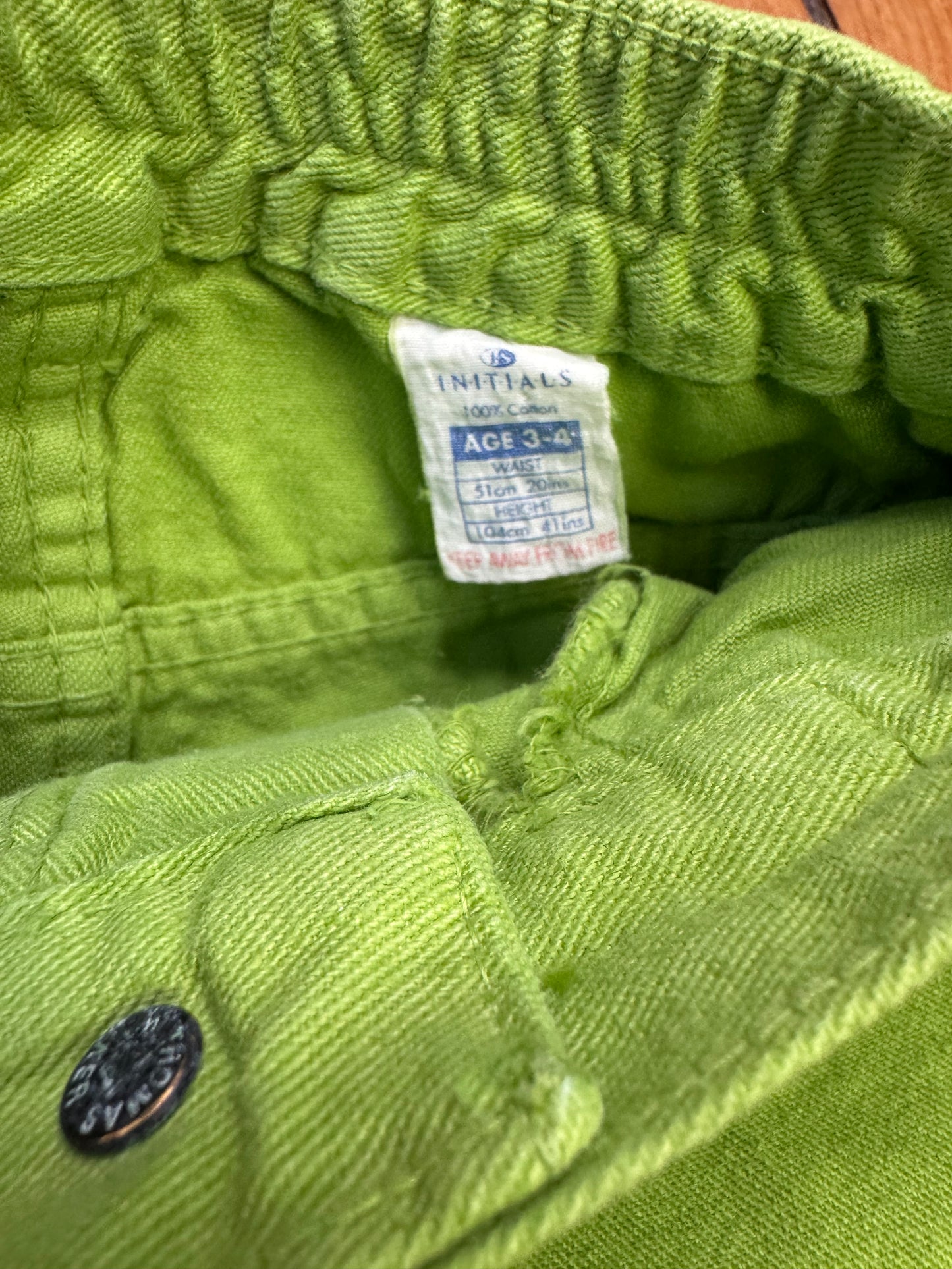 Y2K Initials Kids Green Denim Jeans | 3-4 Years