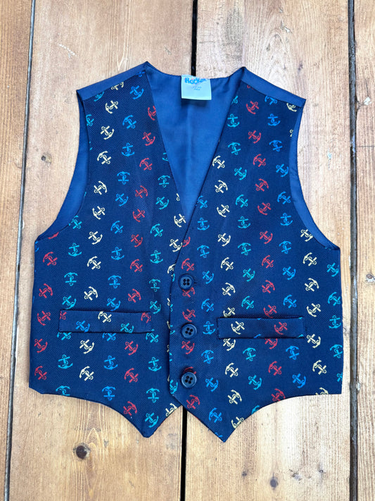 Vintage 90s kids nautical theme waistcoat. Age 3-4 years. Handpicked for Bee Tiny kids vintage. 