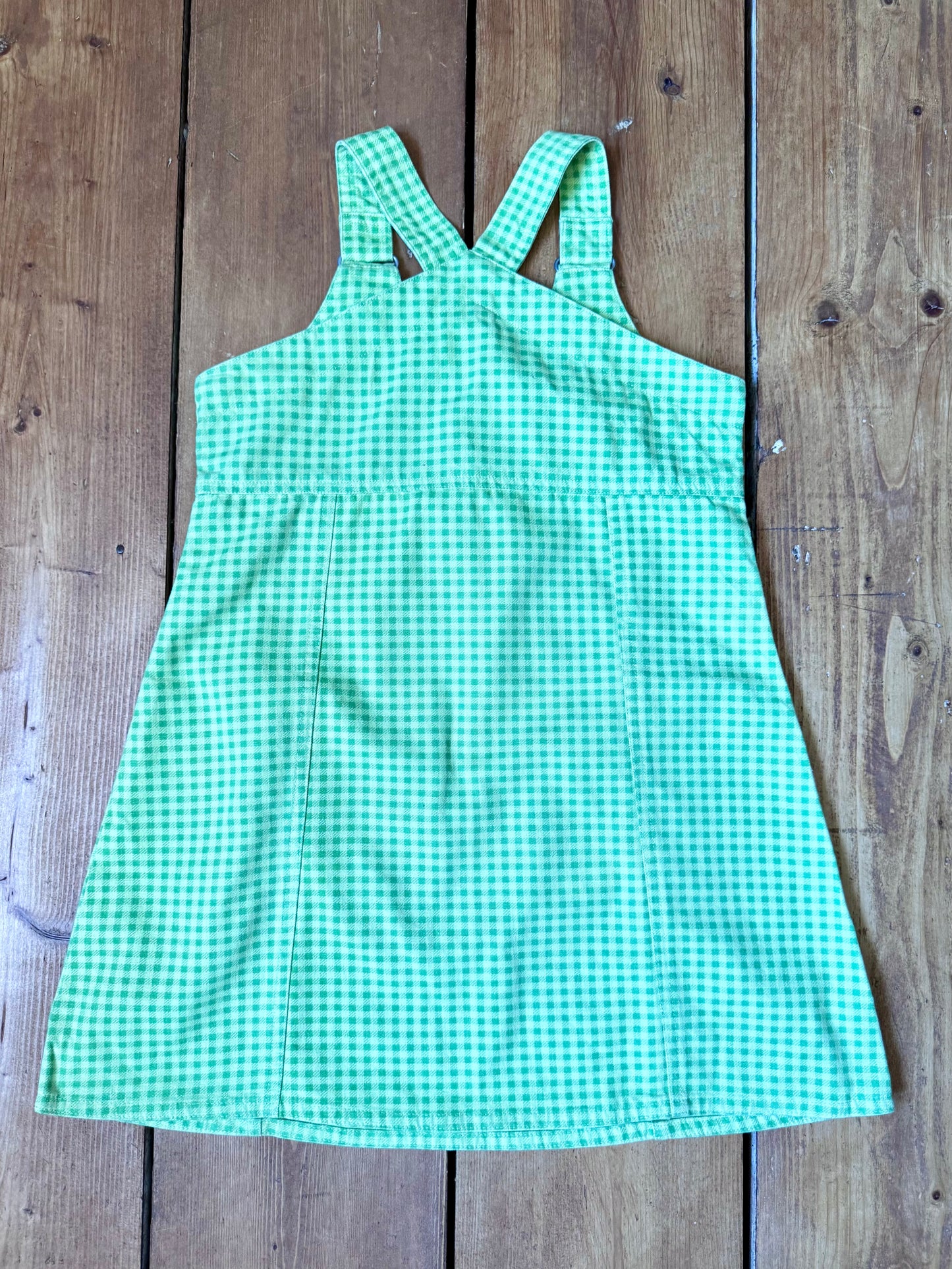 Vintage 90s Brooker Green Gingham Denim Dress | 5 Years