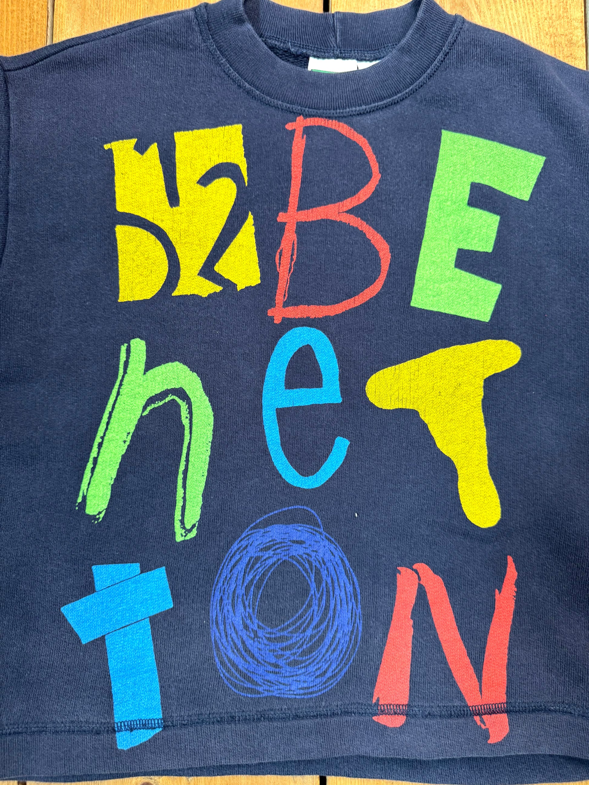 Vintage 90s United Colours of Benetton kids jumper. Graphic spellout design. Age 5 years. Handpicked for Bee Tiny kids vintage.