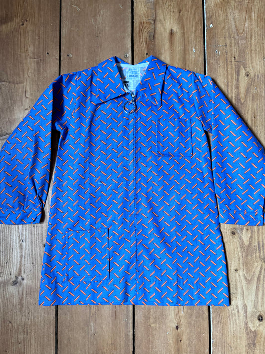 Vintage 70s Cuckoo blue & orange geometric zip dress. Age 4-5 years. Handpicked for Bee Tiny kids vintage.