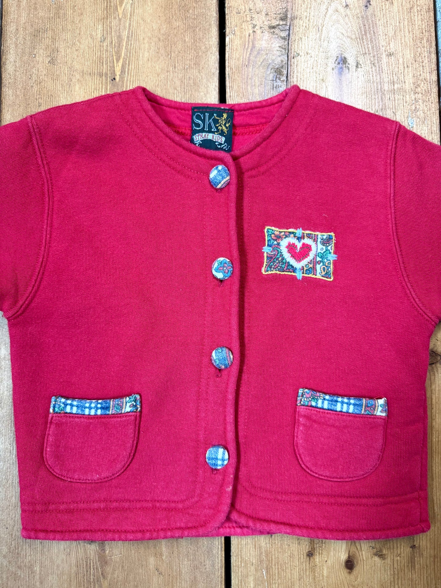 Italian vintage kids red cardigan. Vintage 90s cotagecore kids cardigan.  Age 1-2 years. Handpicked for Bee Tiny kids vintage. 