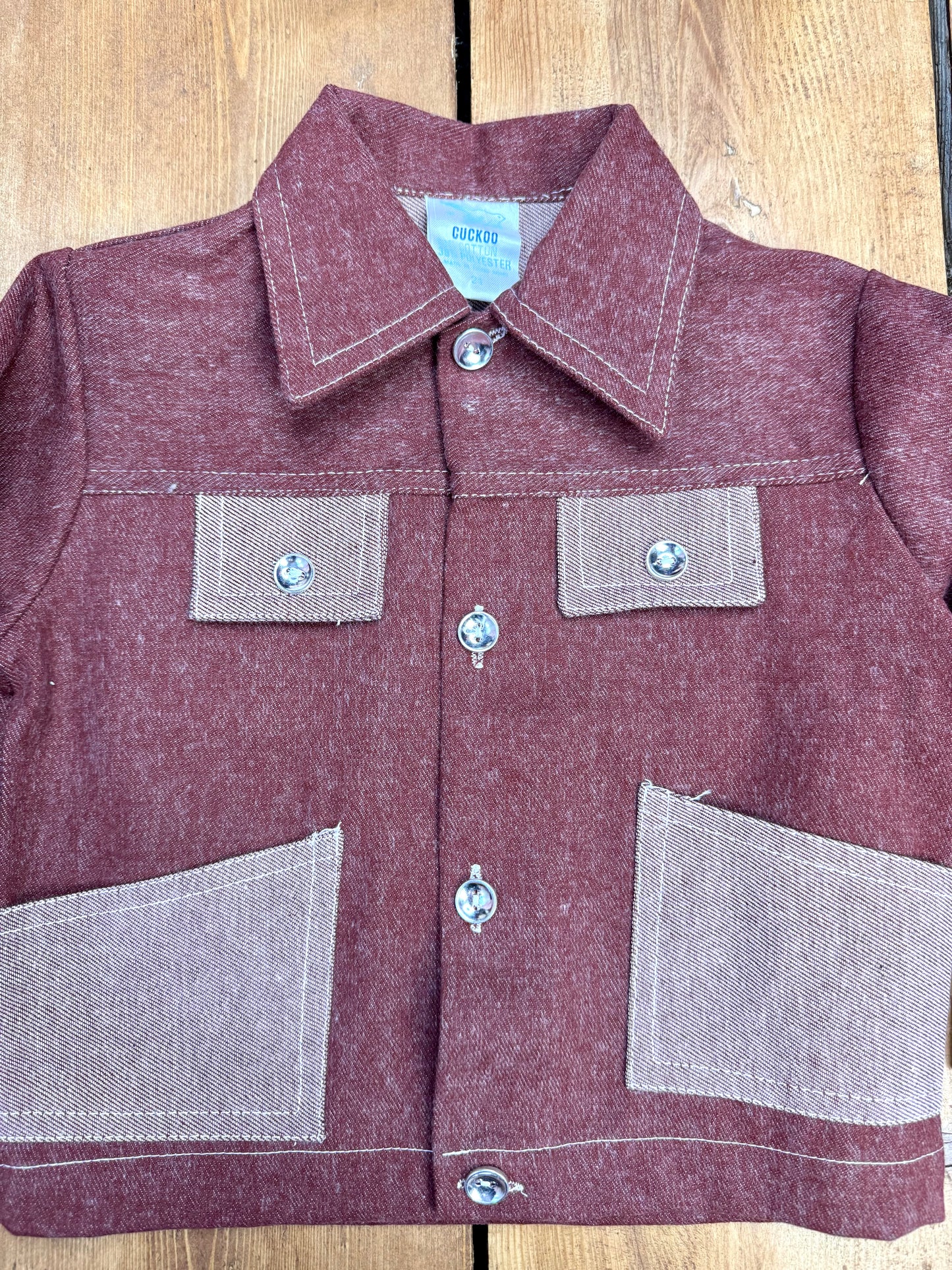 Vintage Cuckoo kids matching 2 piece jacket and trousers set. Vintage kids matching denim set. Age 2-3 years. Handpicked for Bee Tiny kids vintage.
