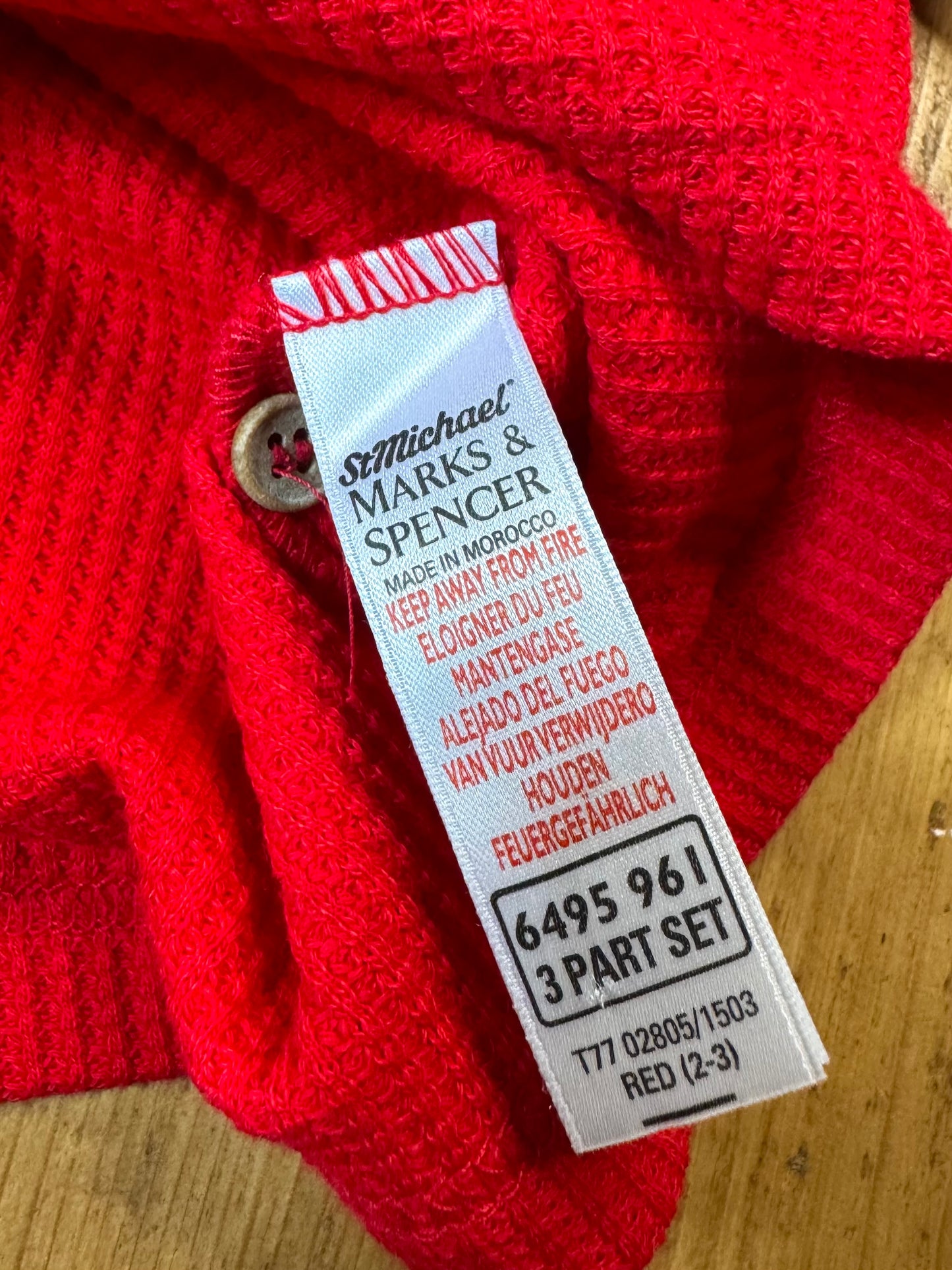 Vintage 90s St.Michael Red Waffle Top | 2-3 Years