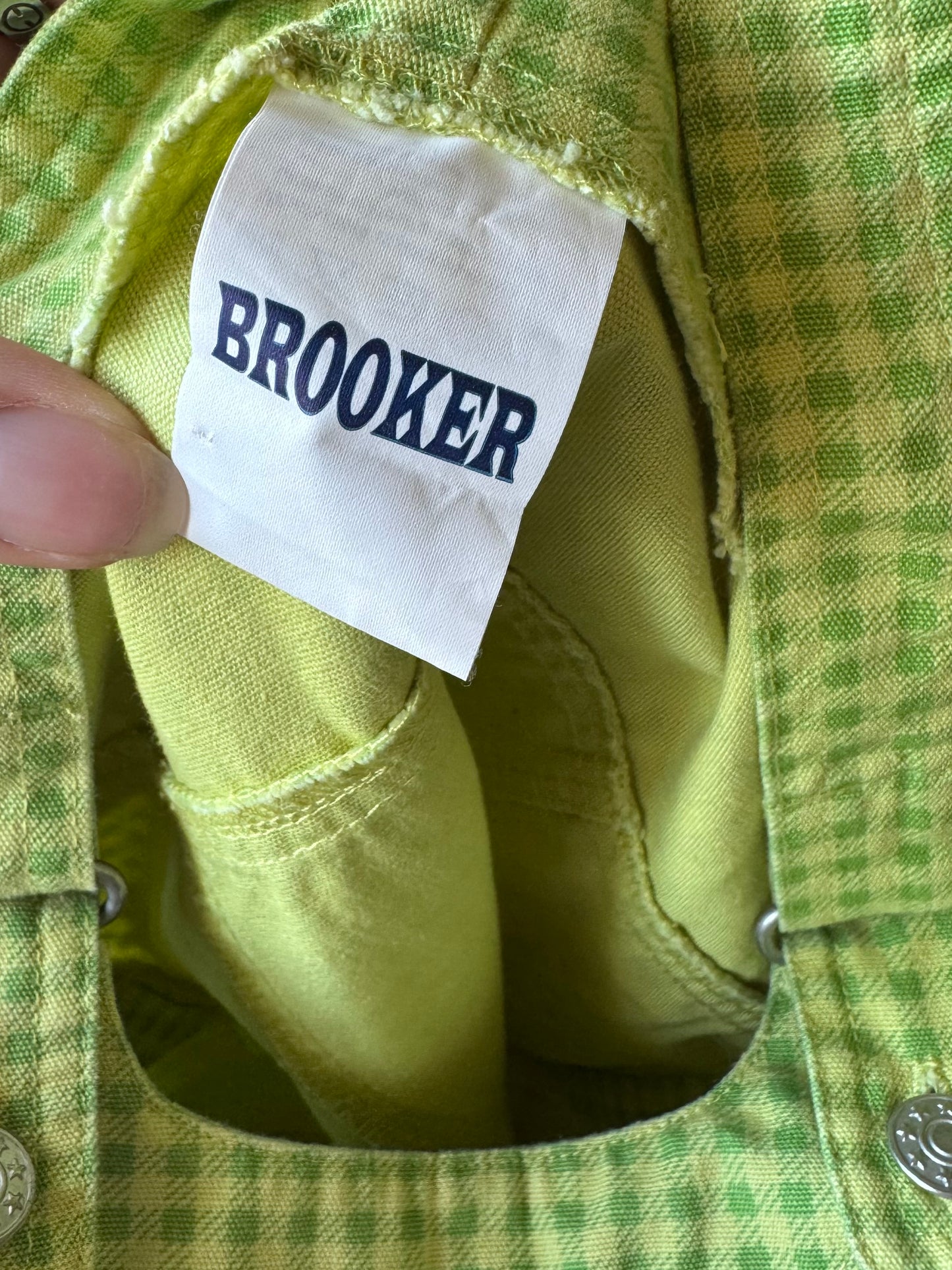 Vintage 90s Brooker Green Gingham Denim Dress | 5 Years