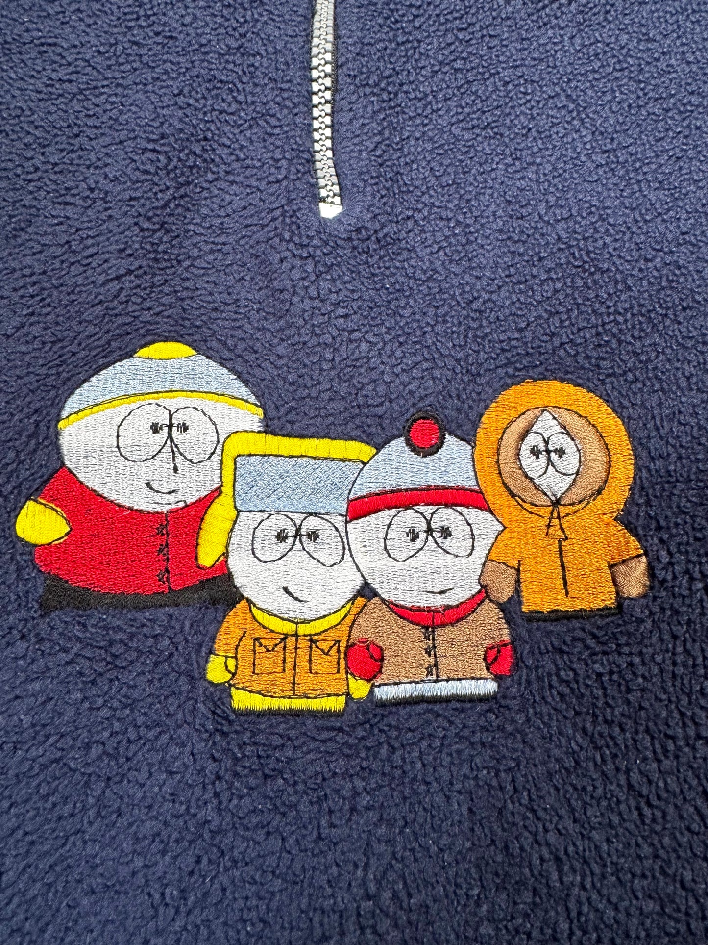 Vintage 90s 1/4 zip fleece with Southpark character chest emroidery. Age 9-10 years. Handpicked for Bee Tiny kids vintage. 