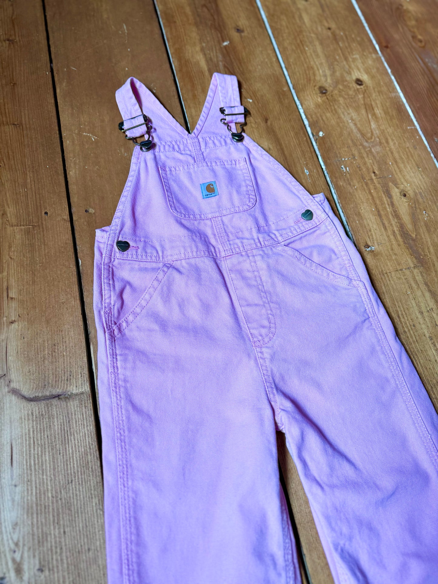 Pink carhartt dungarees age 4 years. Handpicked for Bee Tiny kids vintage.