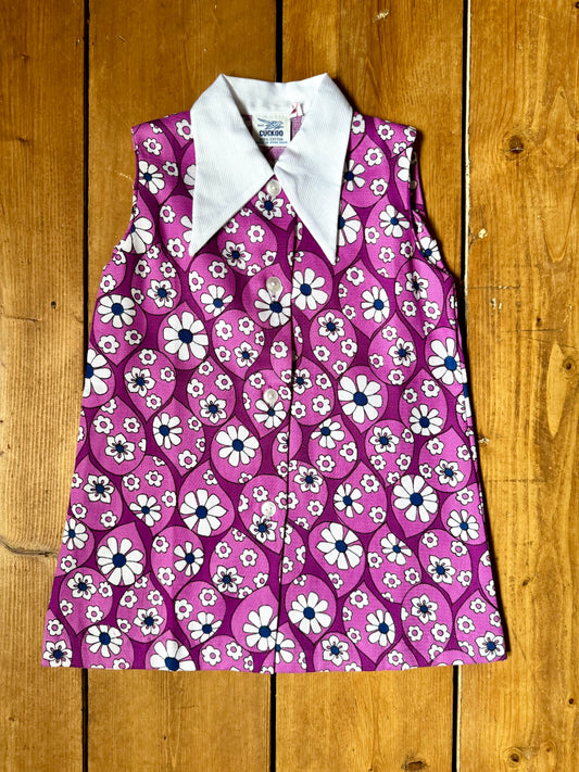 Vintage 70s Cuckoo Purple Floral Dress | 3 Years