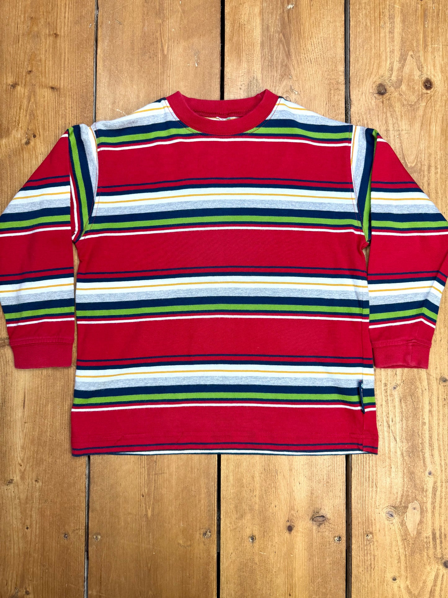 Vintage Y2K Kids Red Striped Long Sleeve Top | 4-5 Years