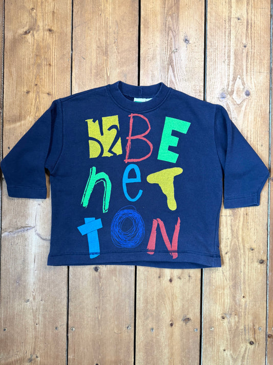 Vintage 90s United Colours of Benetton kids jumper. Graphic spellout design. Age 5 years. Handpicked for Bee Tiny kids vintage.