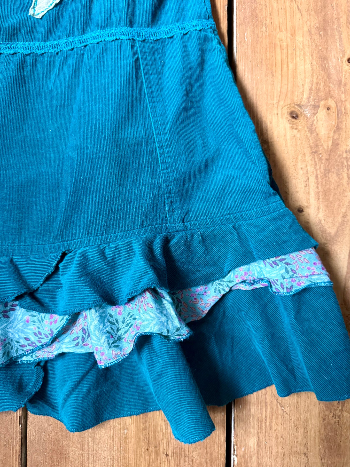 Kids M&S Green Corduroy Floral Skirt | 4 Years