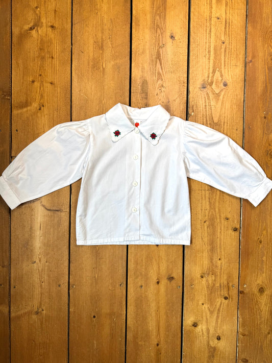 Vintage 90s Adams Embroidered Collar Blouse | 1-2 Year