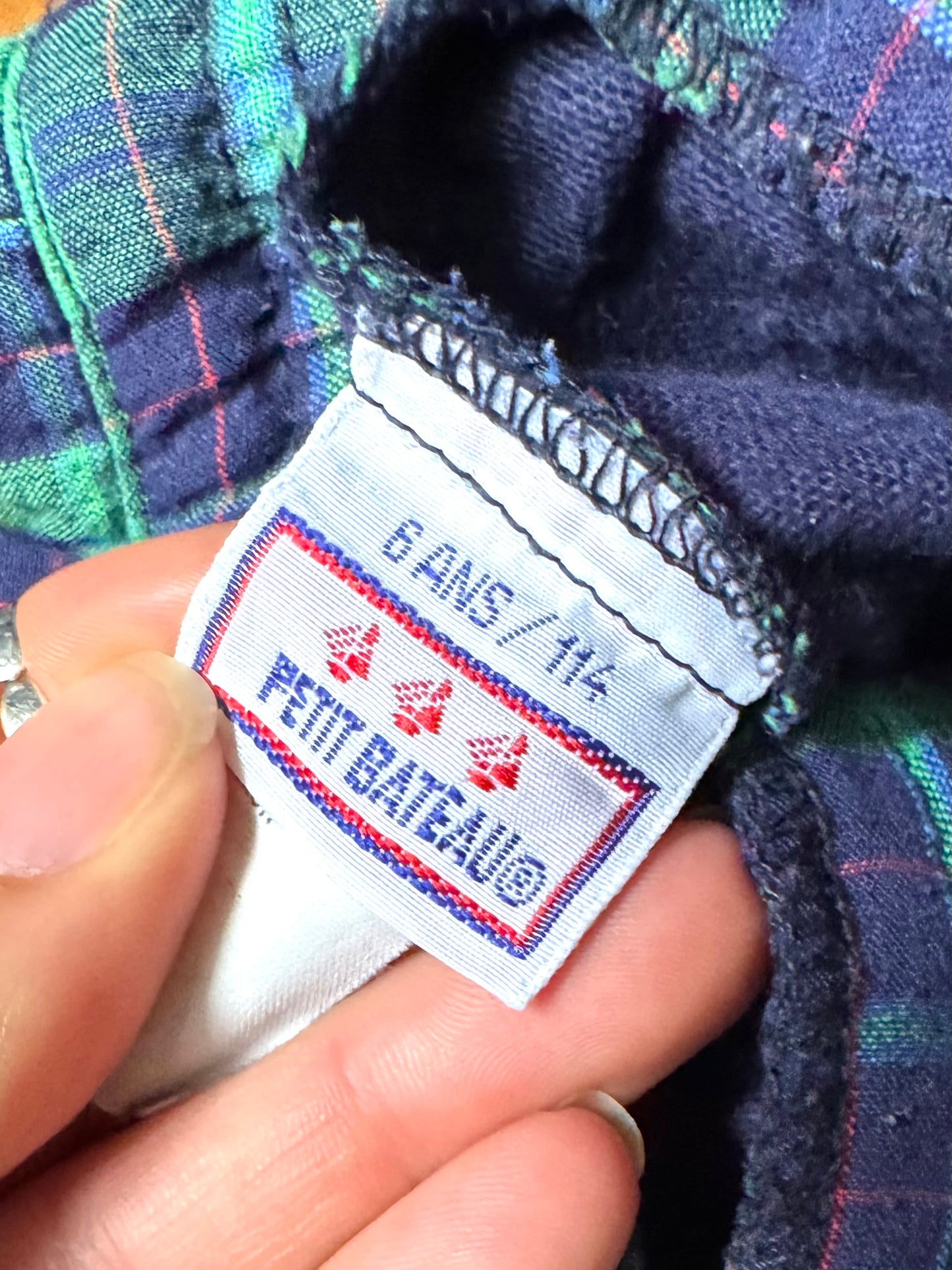 Vintage 90s Blue Checkered Trousers | 6 Years