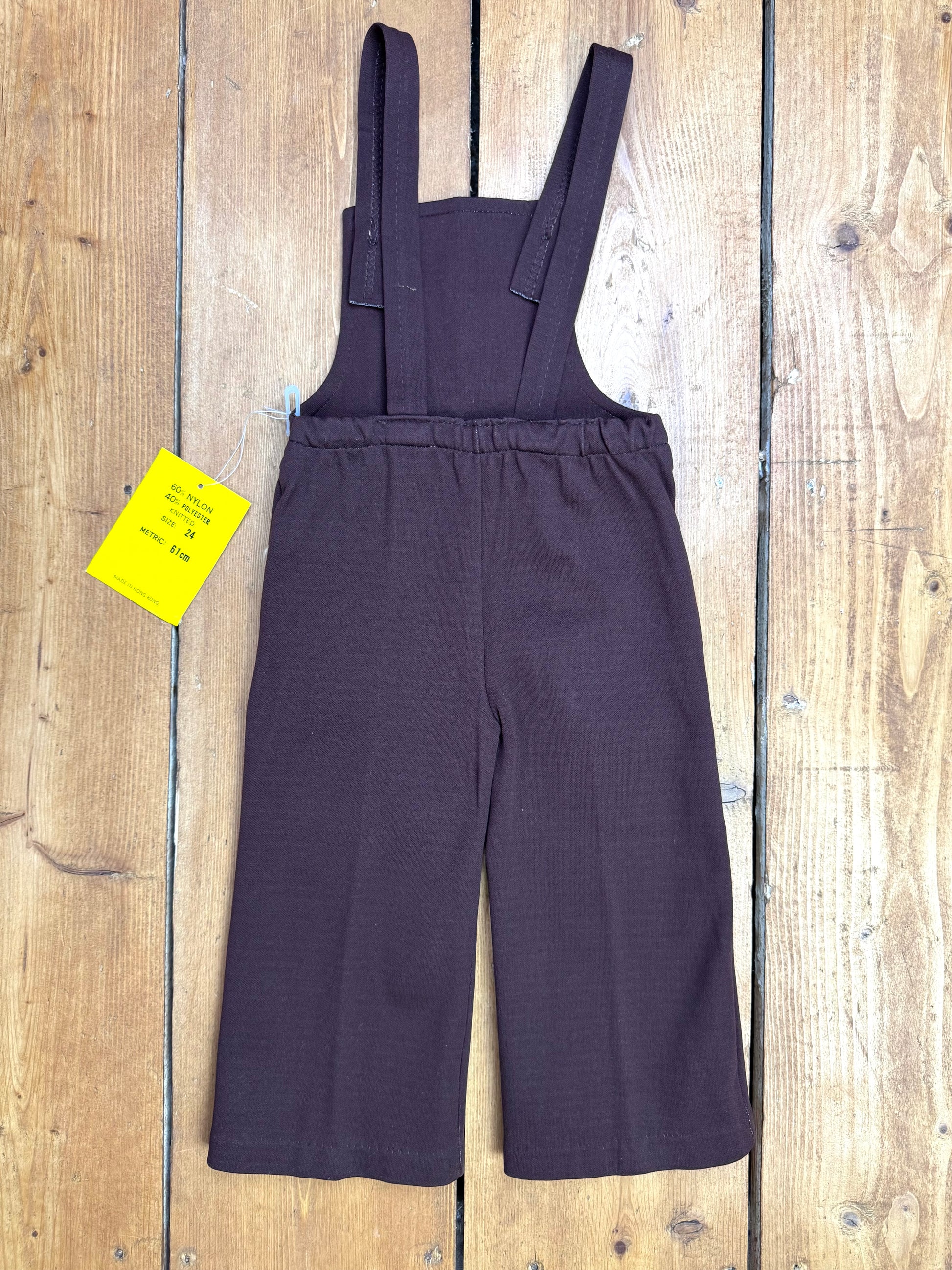 Vintage 70s Cuckoo brown horse dungarees. Age 2 years. Handpicked for Bee Tiny kids vintage.