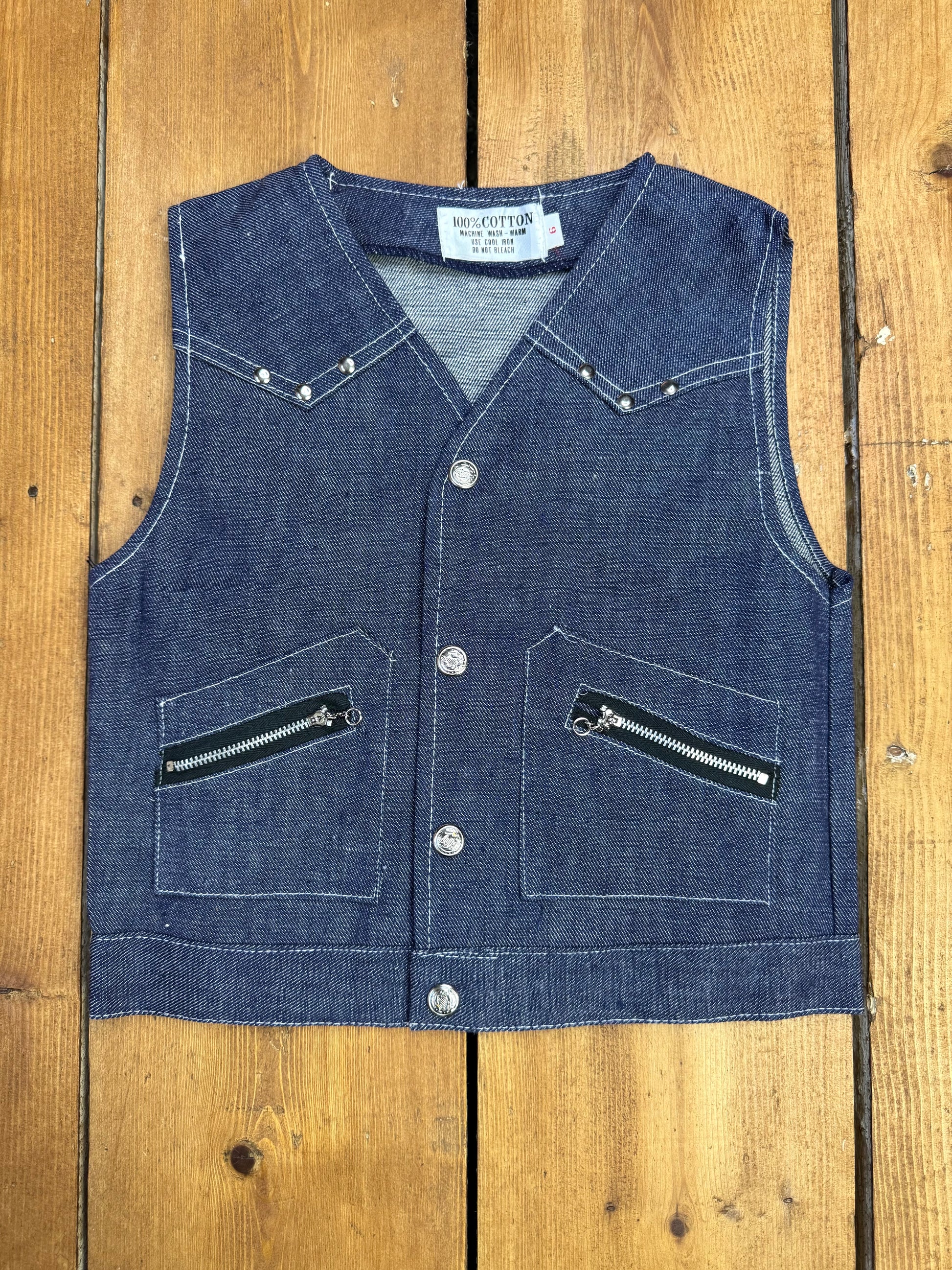 Vintage 70s kids denim cowgirl vest. Handpicked for Bee Tiny kids vintage.