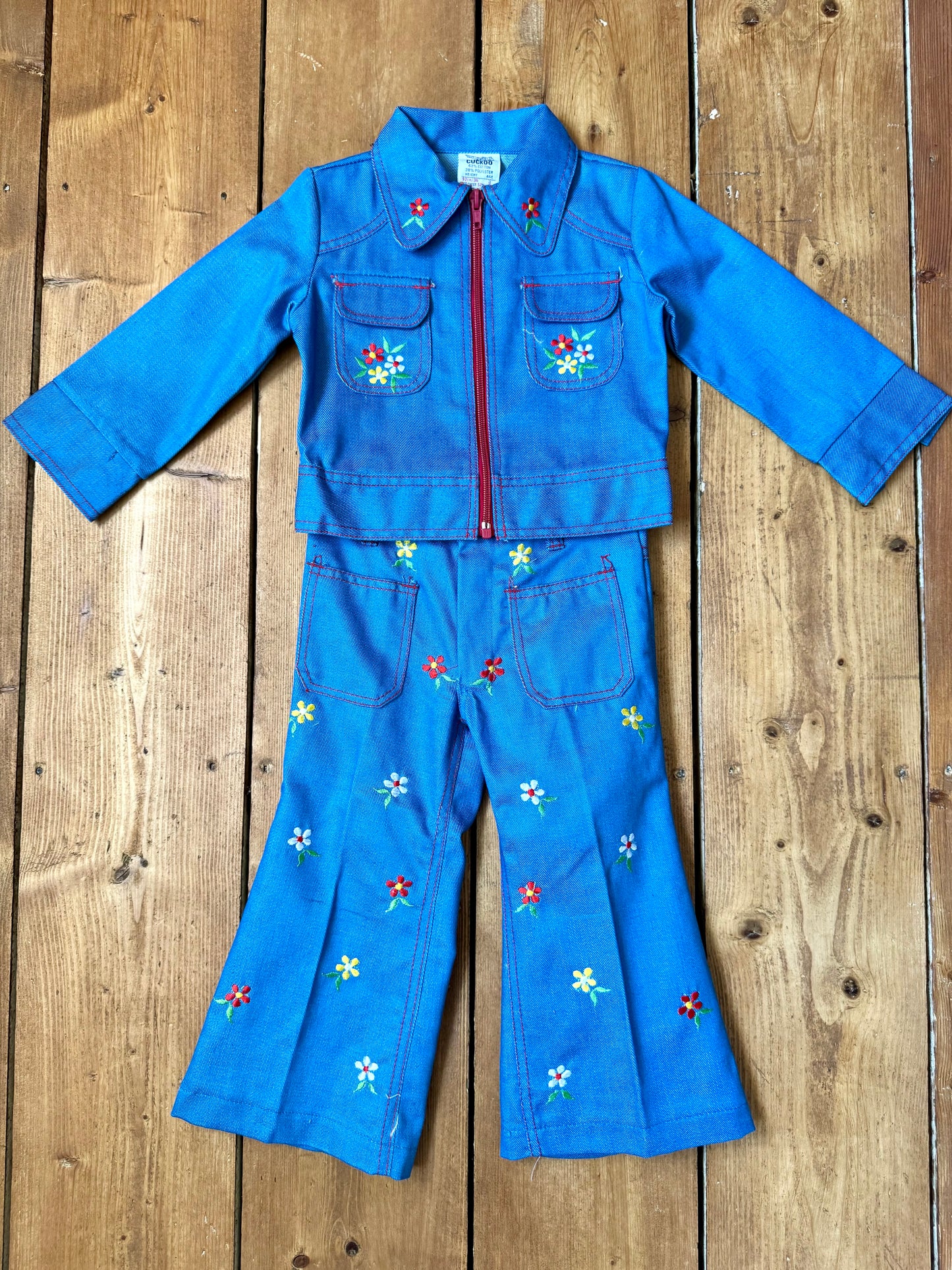 Vintage 70s Cuckoo Blue Floral Co-ord | 2 Years