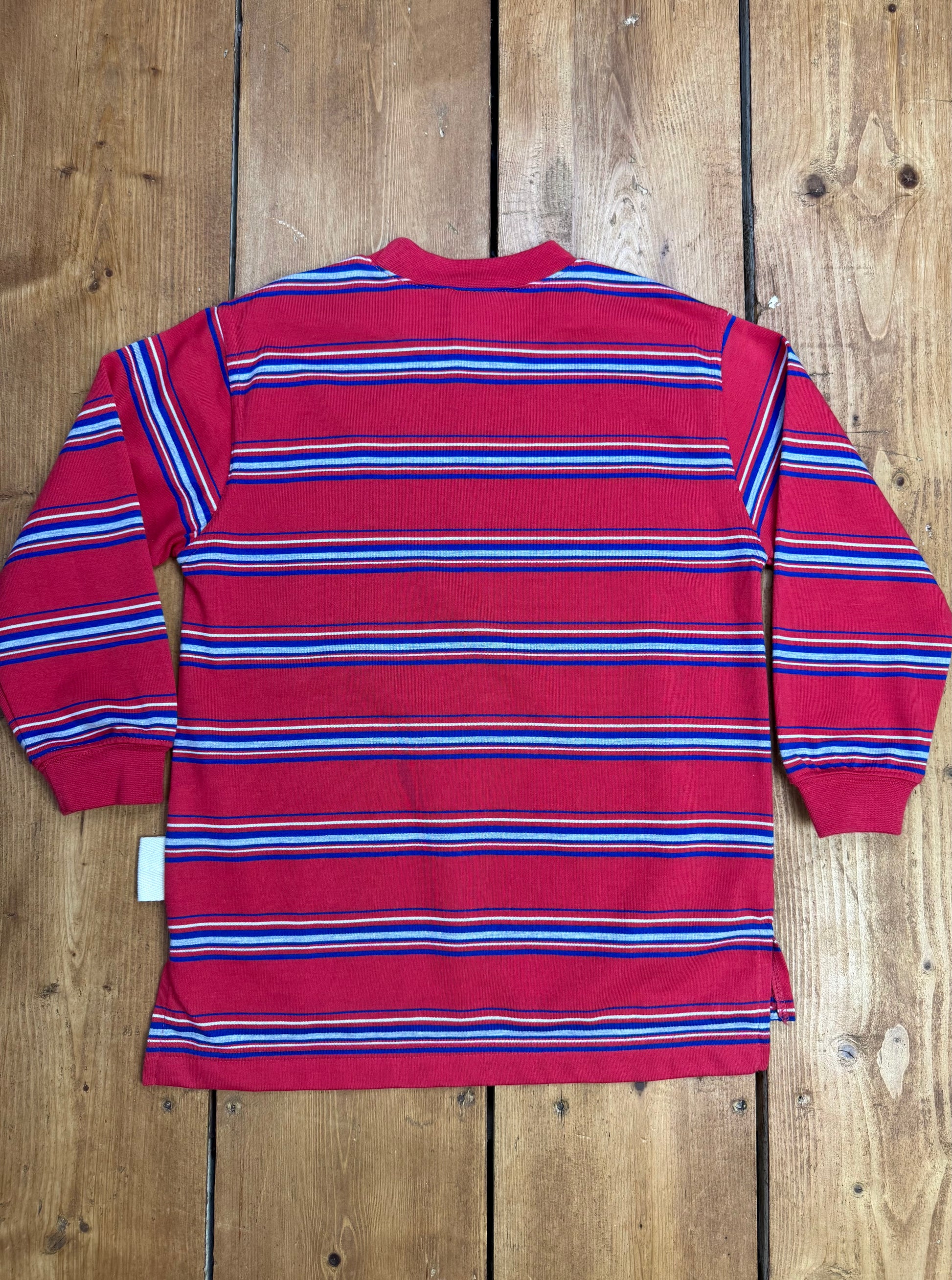 Vintage 90s Adams red striped long sleeve top. Age 4 years. Handpicked for Bee Tiny kids vintage. 