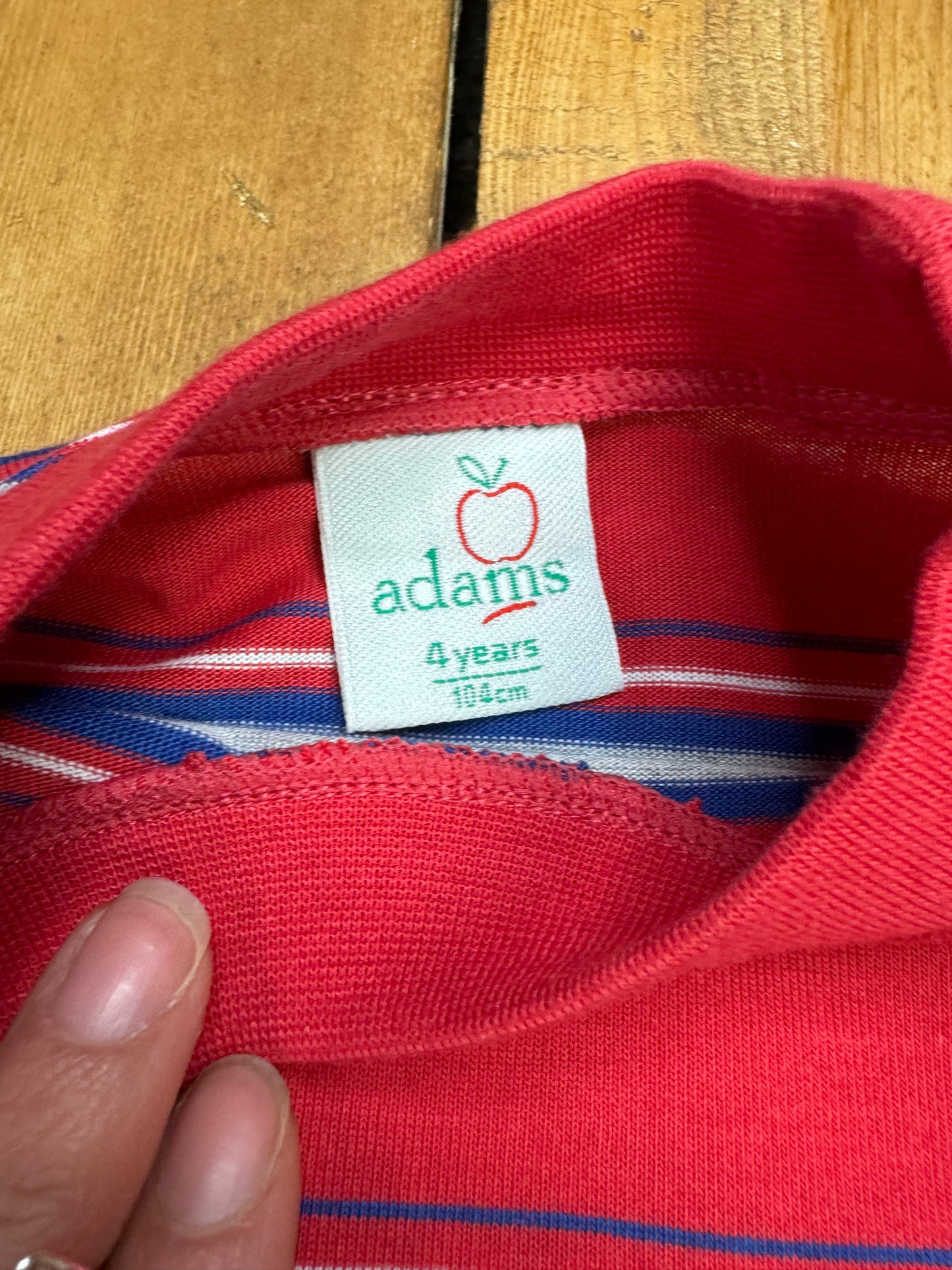 Vintage 90s Adams Red Striped Long Sleeve Top | 4 years