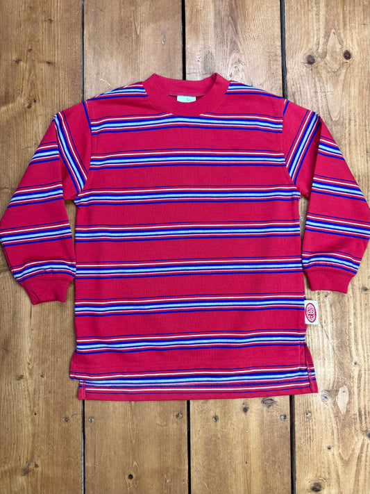 Vintage 90s Adams red striped long sleeve top. Age 4 years. Handpicked for Bee Tiny kids vintage. 