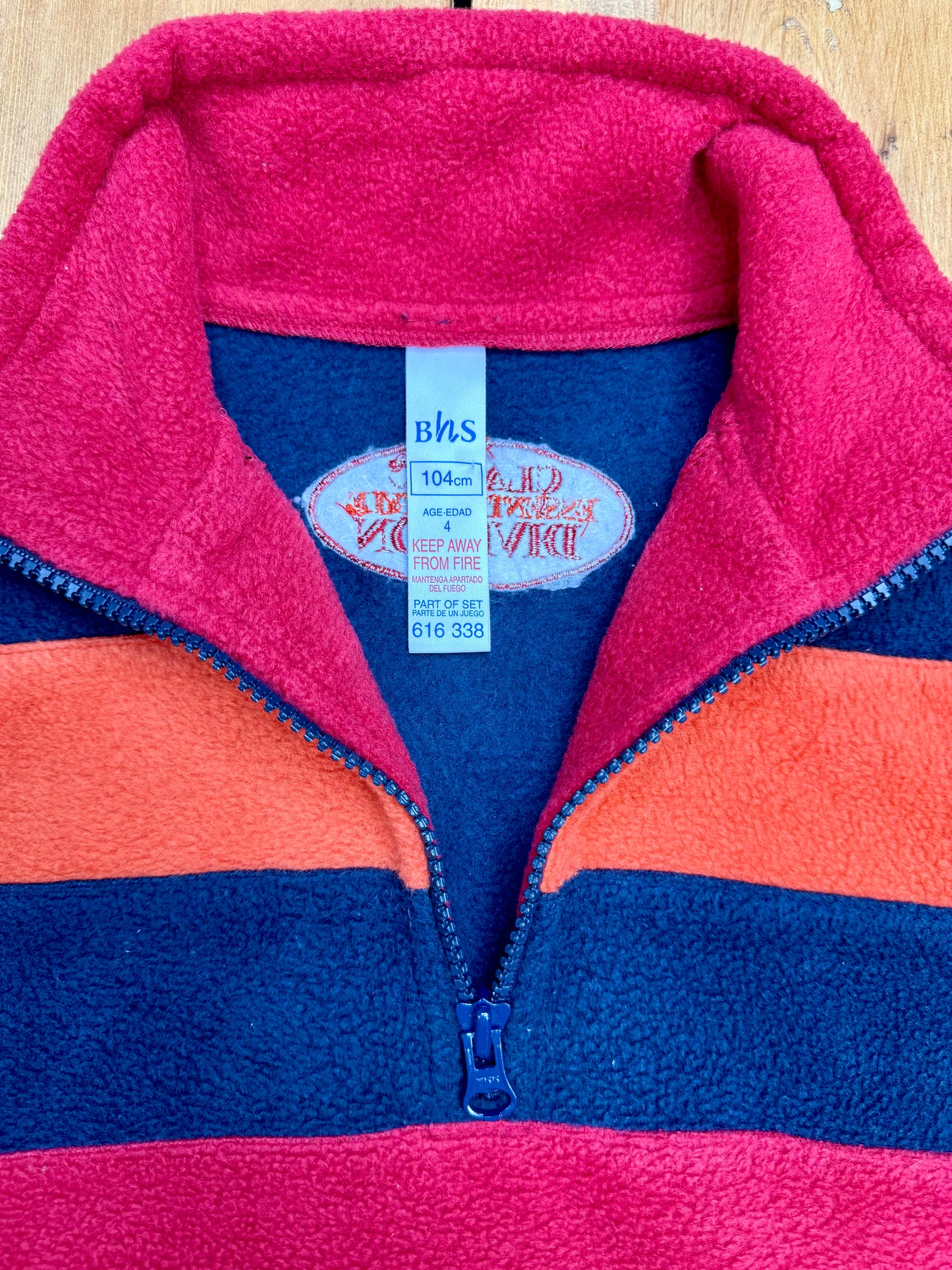 Vintage BHS 90s colourblock striped kids fleece. Age 4 years. Handpicked for Bee Tiny kids vintage.