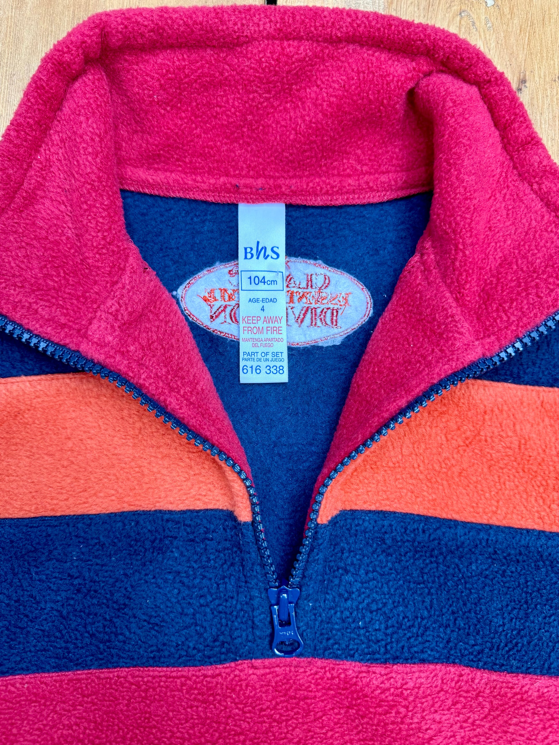 Vintage BHS 90s colourblock striped kids fleece. Age 4 years. Handpicked for Bee Tiny kids vintage.