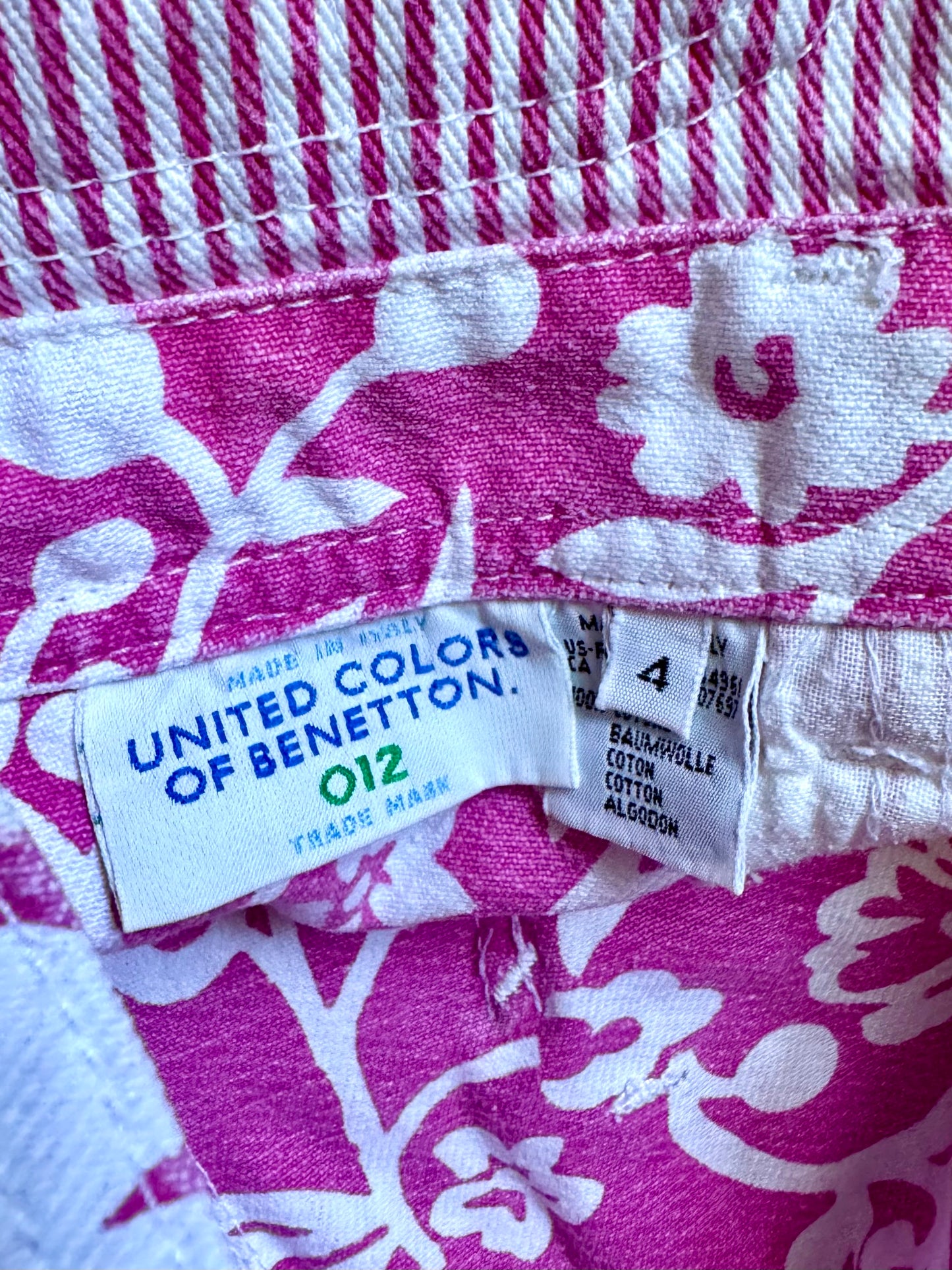 Vintage 90s Rare Benetton Pink Striped Denim Dungarees | 4 Years