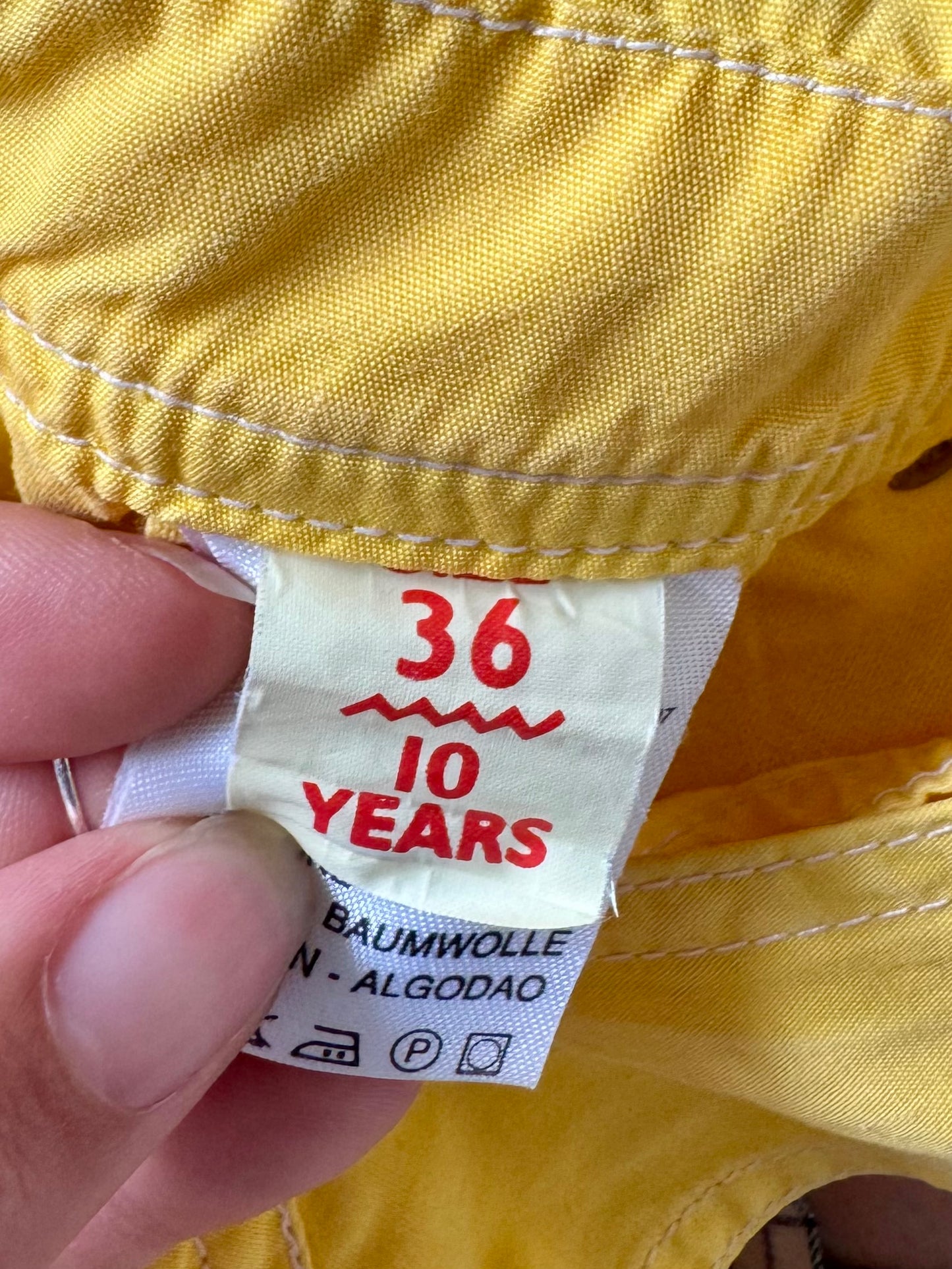 Vintage 90s Benetton Yellow Dungaree Shorts | 10 Years