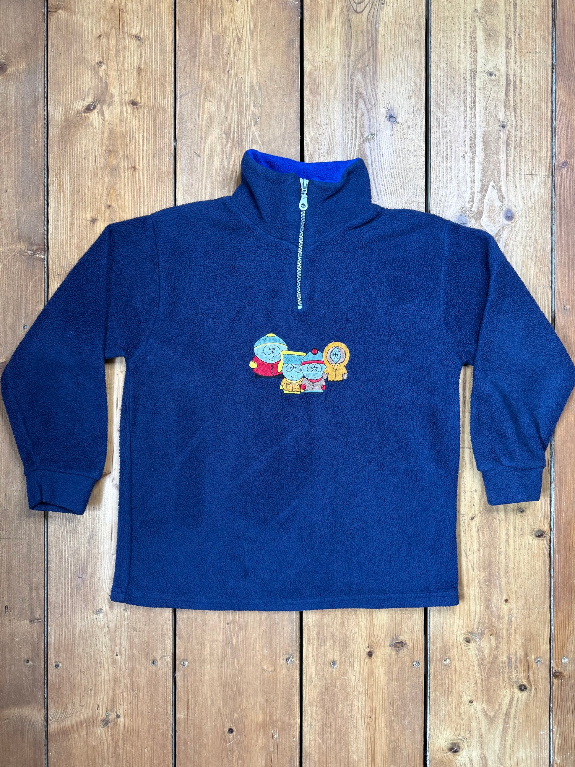 Vintage 90s 1/4 zip fleece with Southpark character chest emroidery. Age 9-10 years. Handpicked for Bee Tiny kids vintage. 