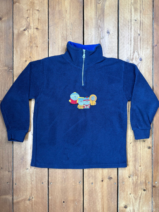 Vintage 90s 1/4 zip fleece with Southpark character chest emroidery. Age 9-10 years. Handpicked for Bee Tiny kids vintage. 