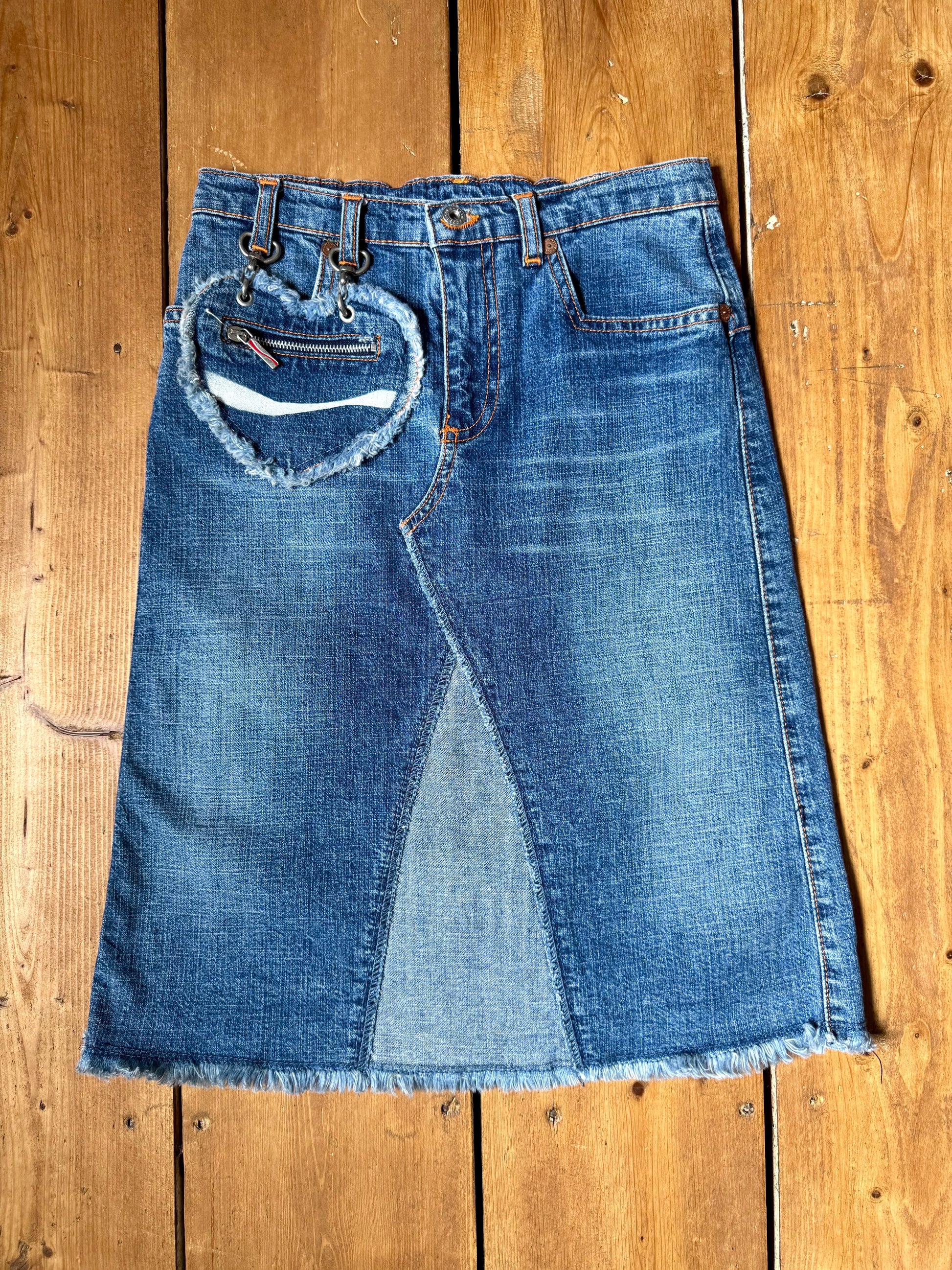 Vintage 2000s rare Coca-Cola kids denim midi skirt. Age 8-9 years. Handpicked for Bee Tiny.
