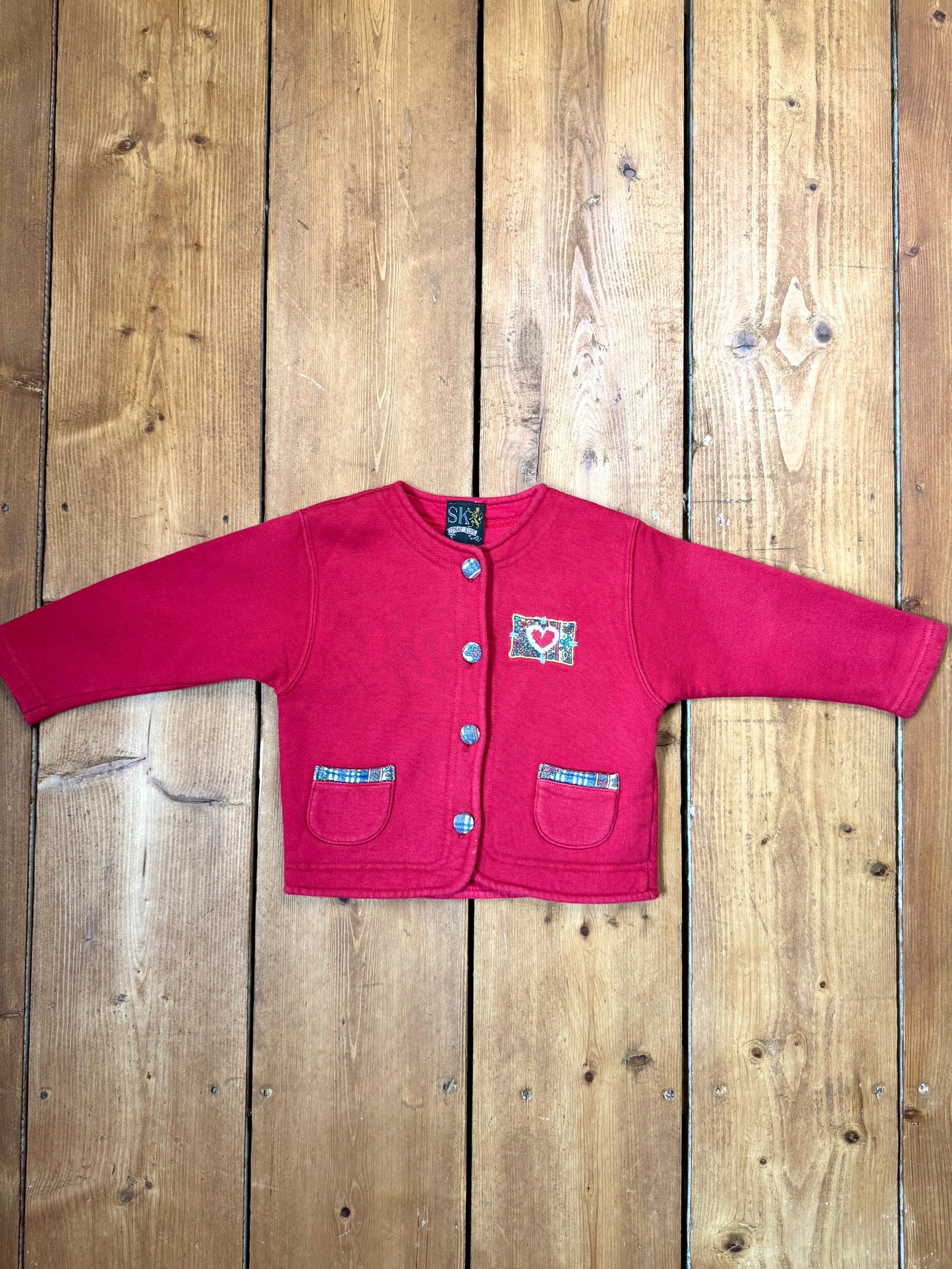 Italian vintage kids red cardigan. Vintage 90s cotagecore kids cardigan.  Age 1-2 years. Handpicked for Bee Tiny kids vintage. 