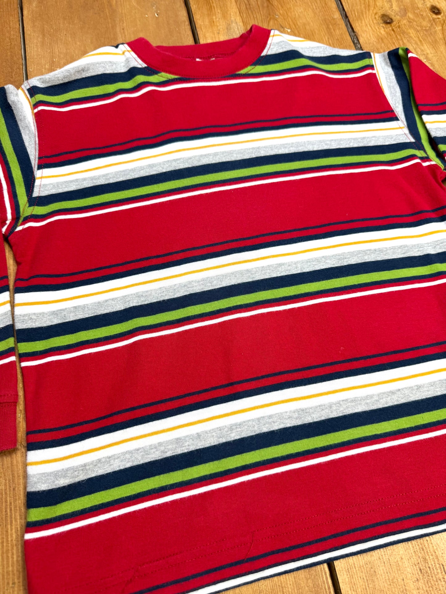 Vintage Y2K Kids Red Striped Long Sleeve Top | 4-5 Years