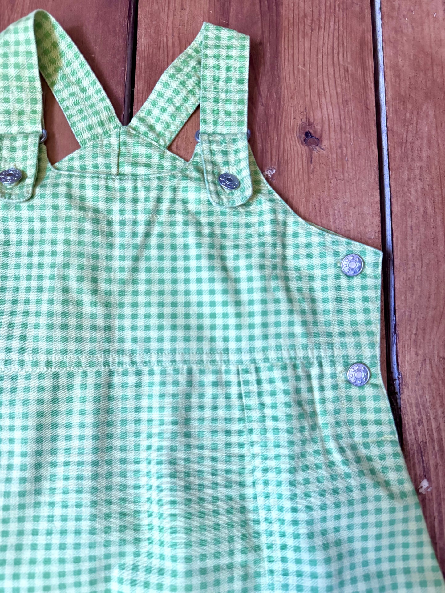 Vintage 90s Brooker Green Gingham Denim Dress | 5 Years