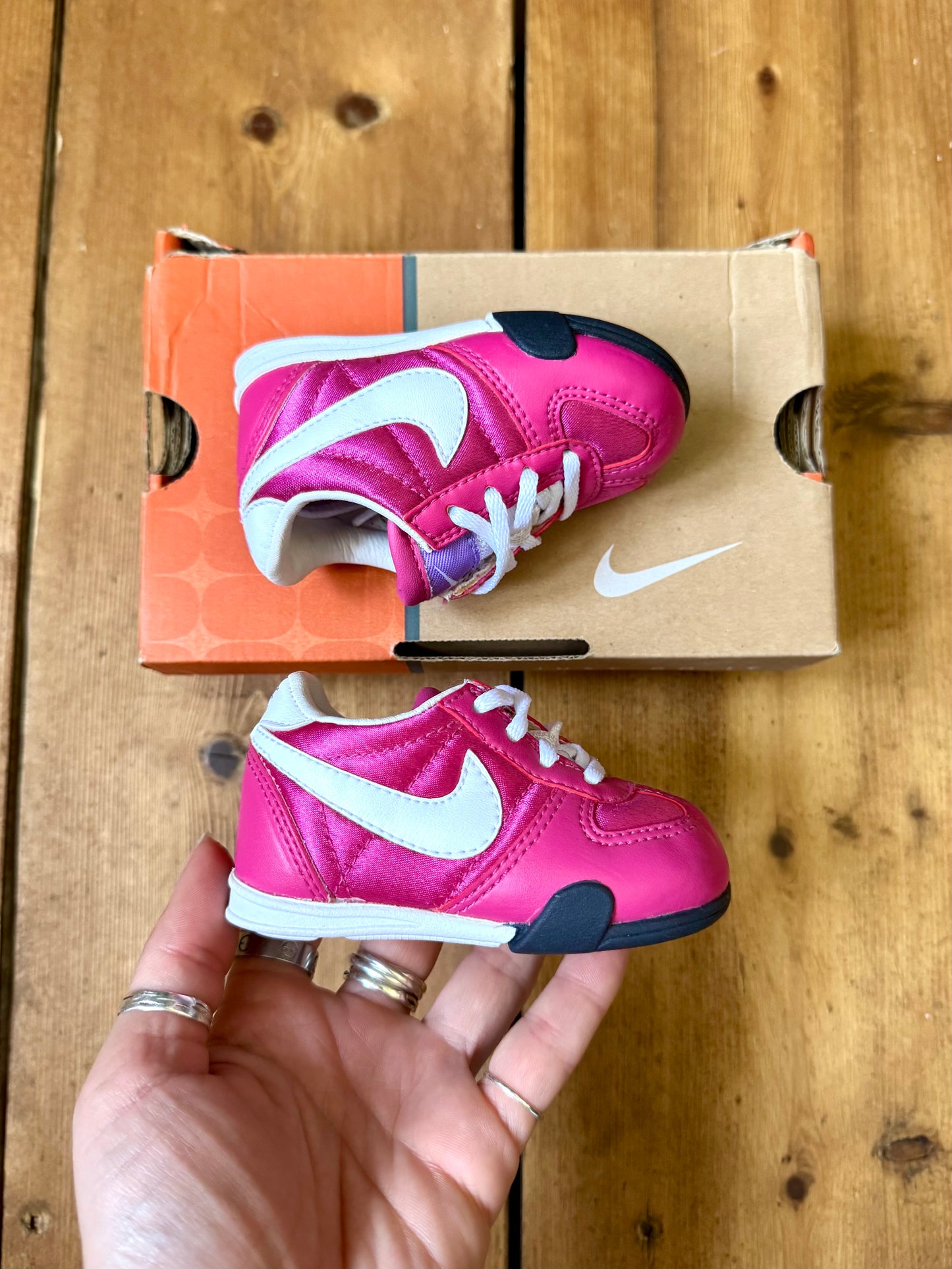 Rare Nike Sprint Sisters pink infant trainers. Size UK 2. Handpicked for Bee Tiny kids vintage. 