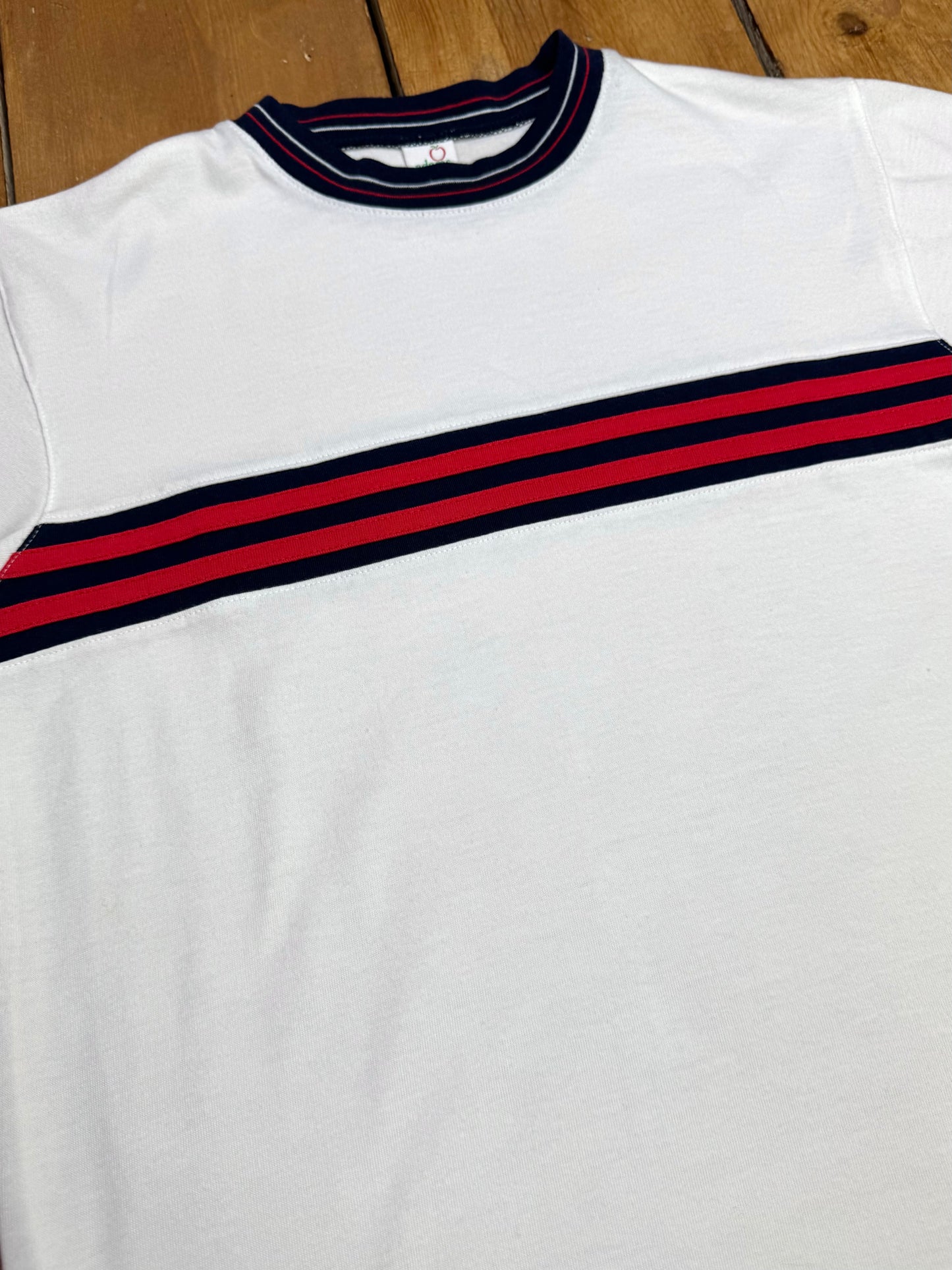 Vintage 90s Adams white sports t-shirt. Age 8 years. Handpicked for Bee Tiny kids vintage.