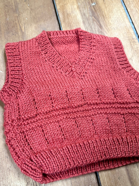 Handknitted Orange Sweater Vest | 1 Years