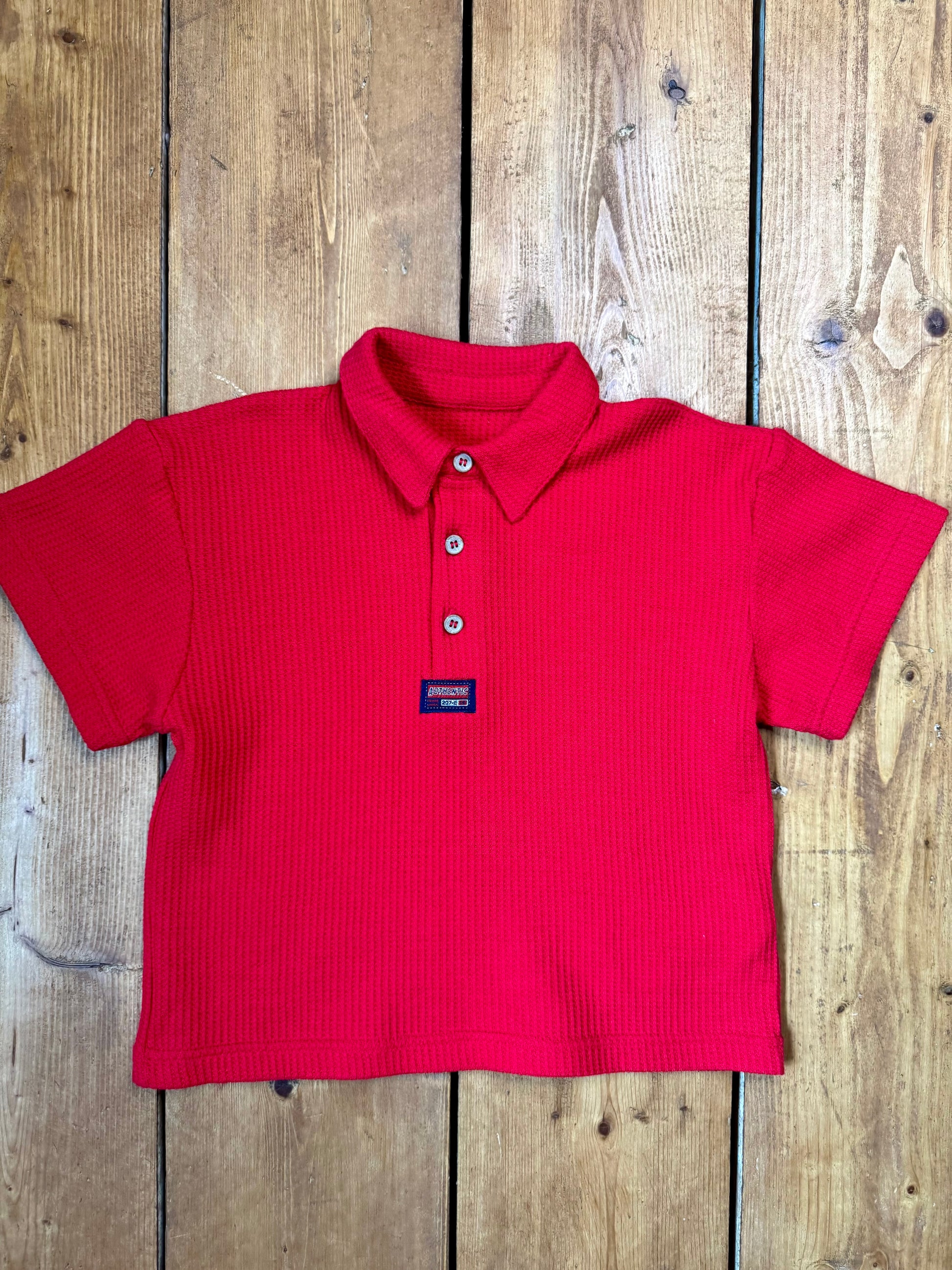 Vintage 90s St.Michaelred waffle kids polo top. Age 2-3 years. Handpicked for Bee Tiny kids vintage. 