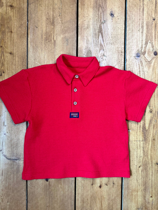Vintage 90s St.Michaelred waffle kids polo top. Age 2-3 years. Handpicked for Bee Tiny kids vintage. 