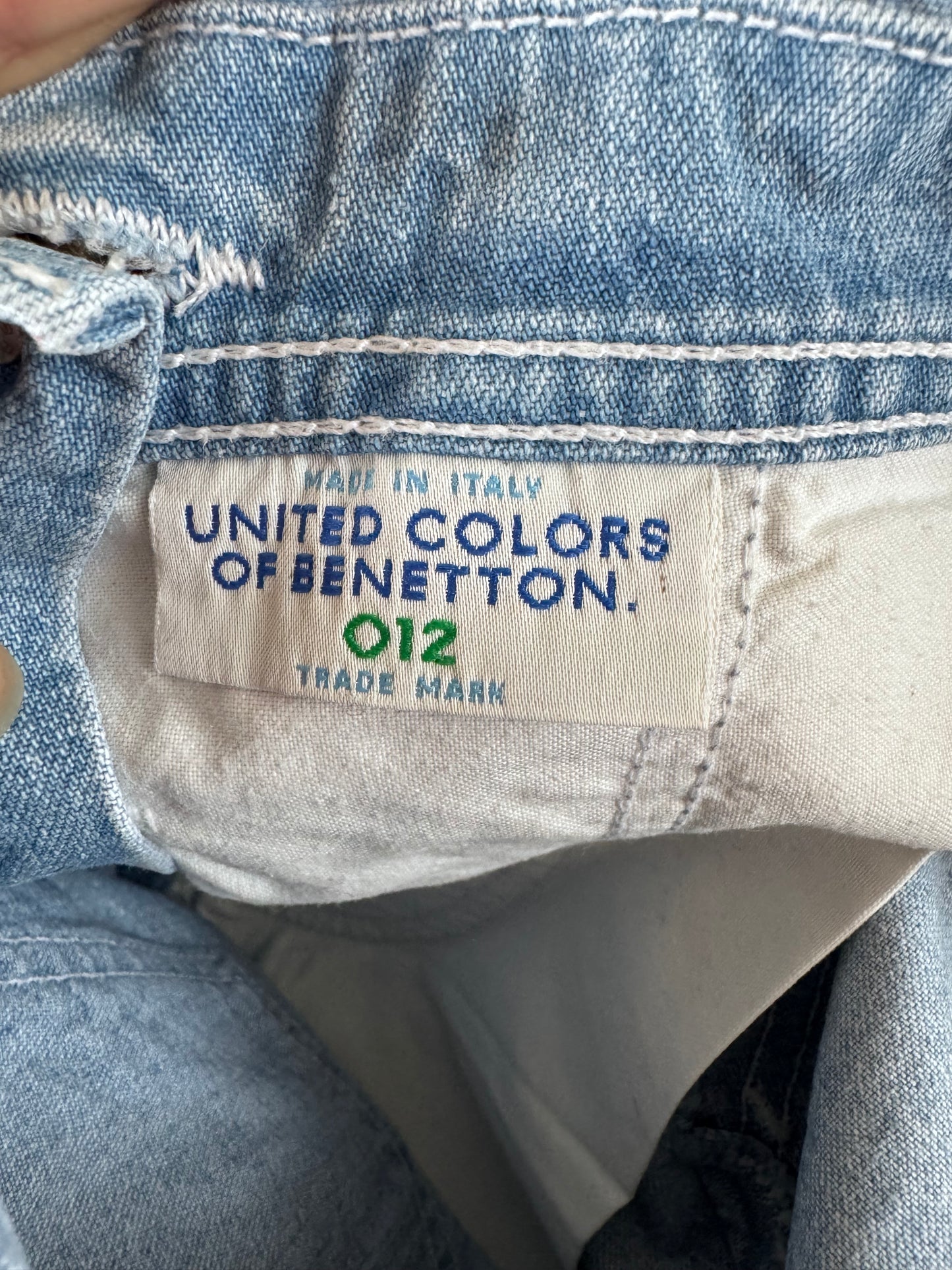 Vintage 90s Benetton Kids Denim Dungaree Shorts | 6 Years