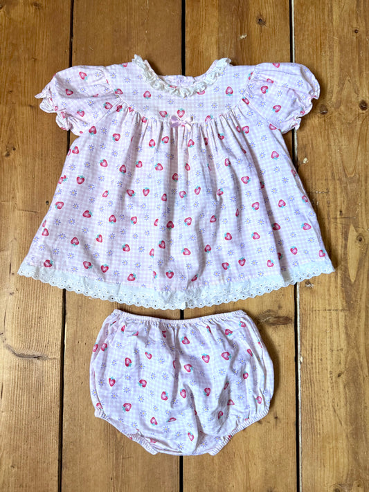 Vintage Strawberry Print Baby Set | 6-12 Months