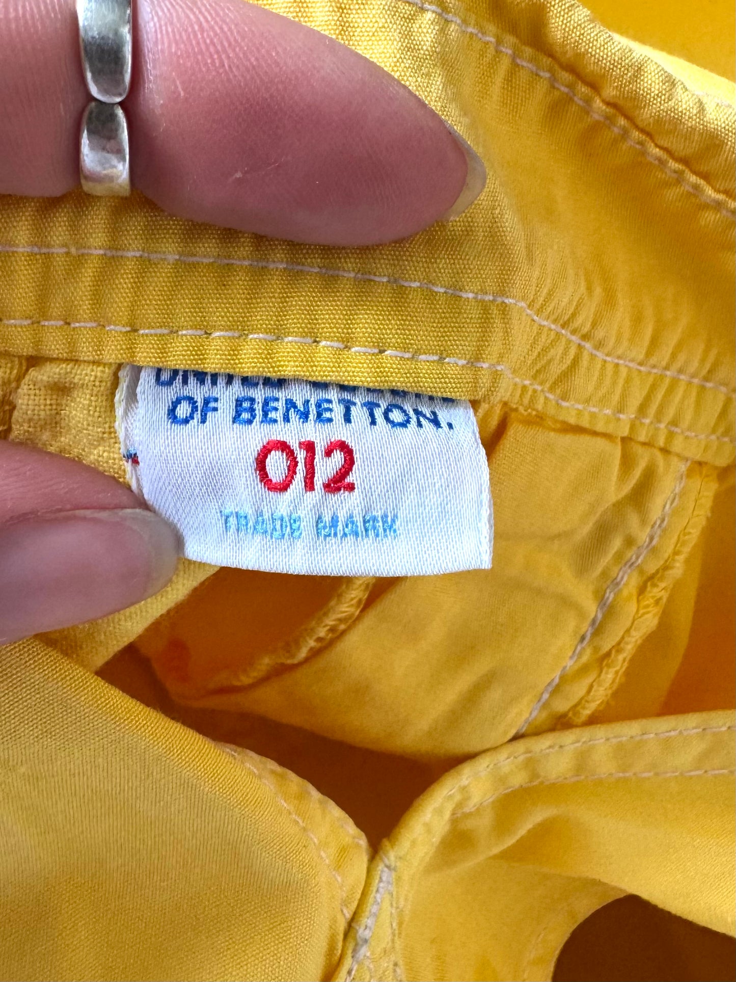 Vintage 90s Benetton Yellow Dungaree Shorts | 10 Years