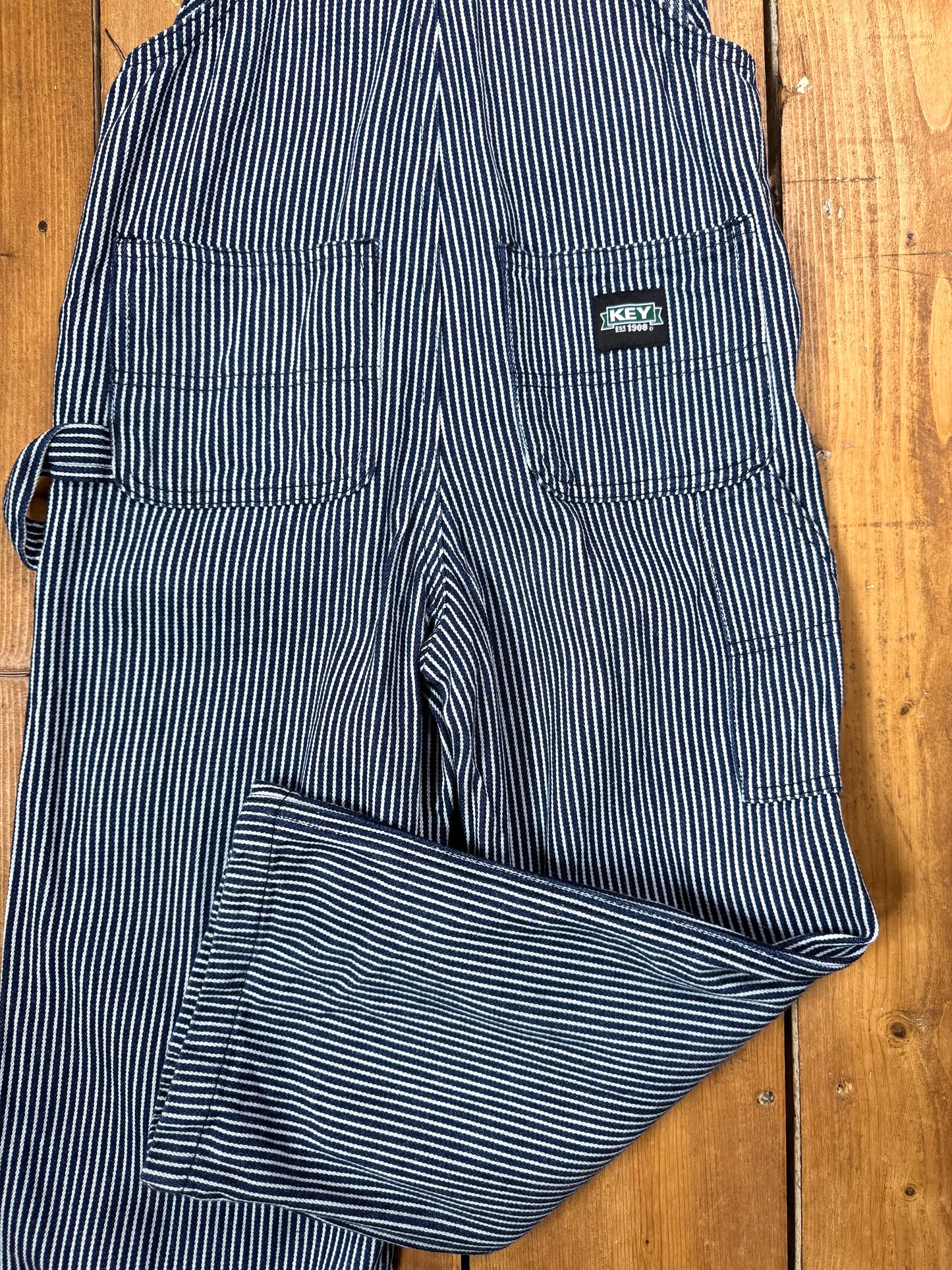 Navy Striped KEY Dungarees | 6 Years