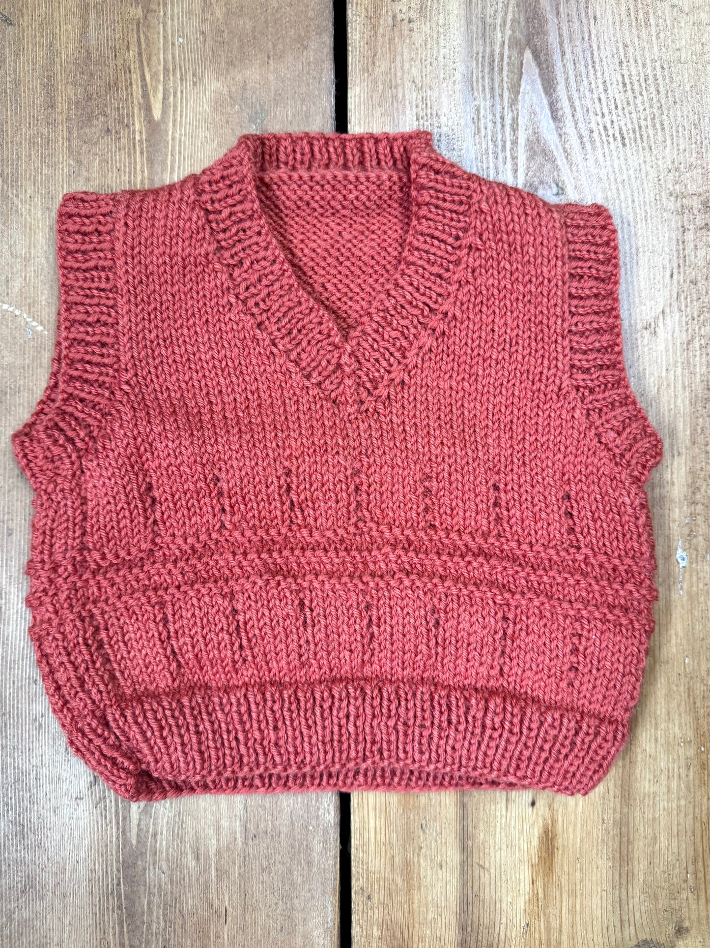 Handknitted Orange Sweater Vest | 1 Years